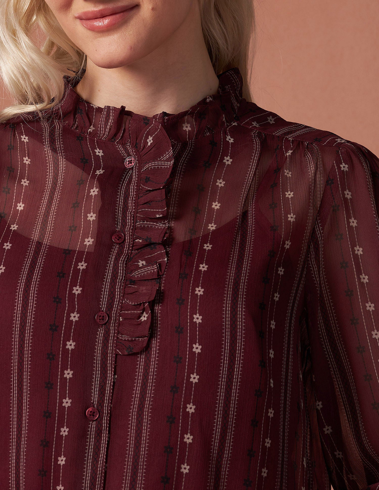 Ruffled Button Down Top Multicolor - U.S. POLO ASSN. | Large