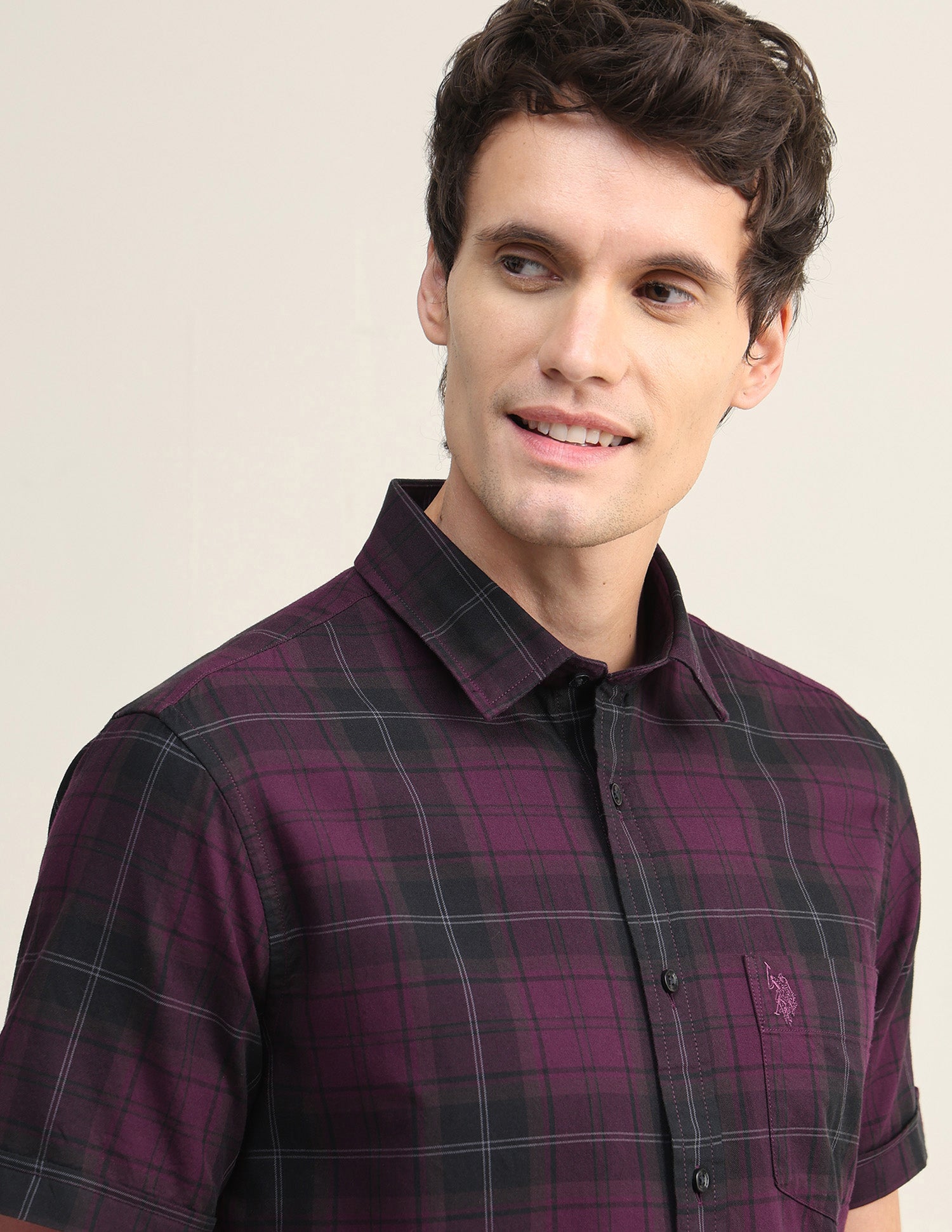 Plaid Checked Regular Fit Shirt Wine - U.S. Polo Assn. India | Large