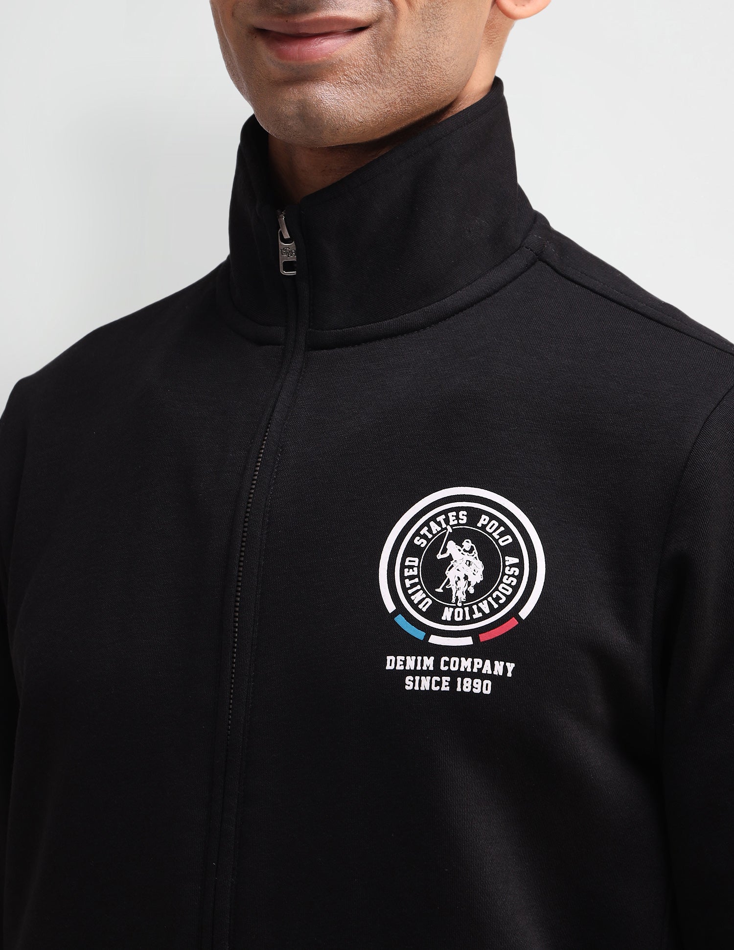 Solid High Neck Sweatshirt Black - U.S. POLO ASSN. | Large