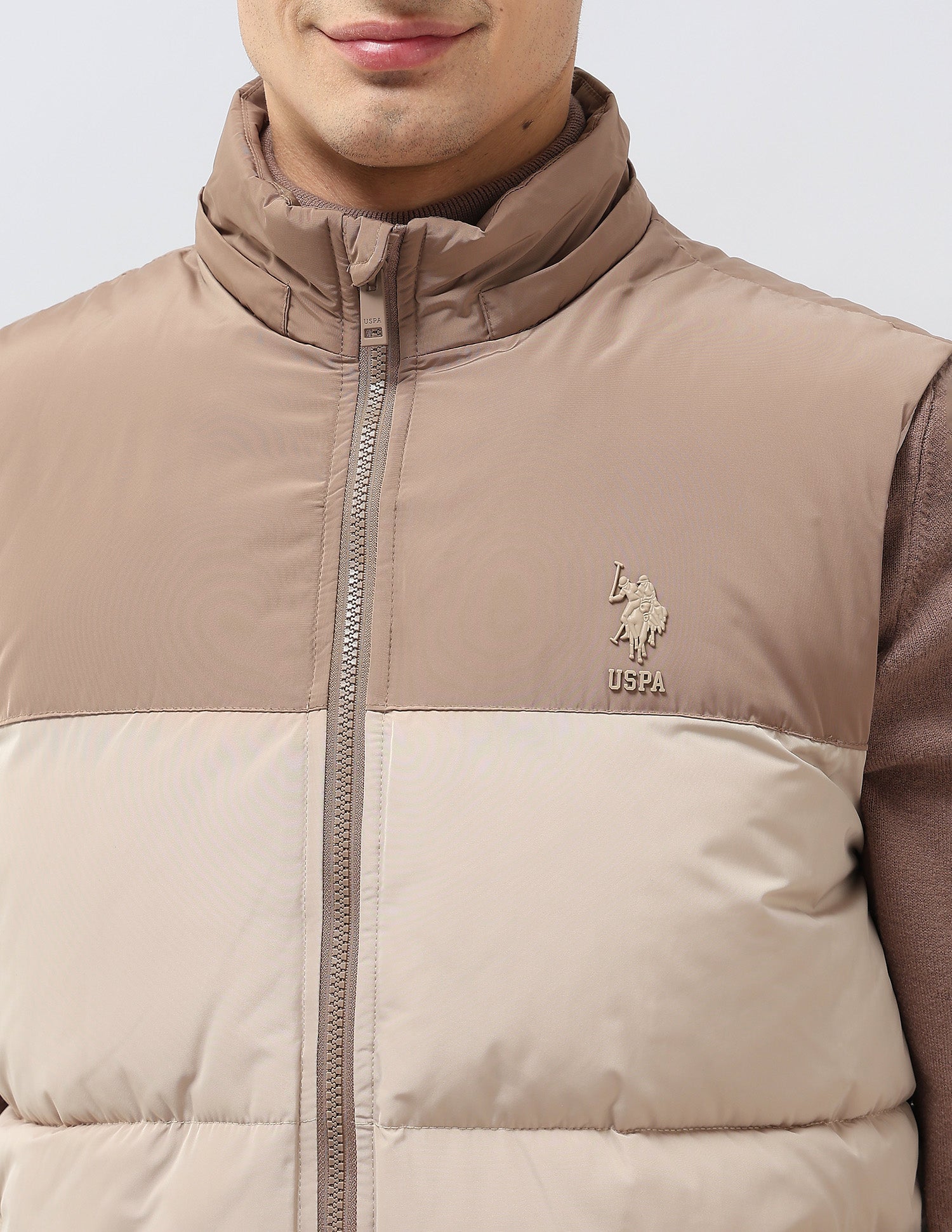 Detachable Hood Colour Blocked Jacket Beige - U.S. POLO ASSN. | Large