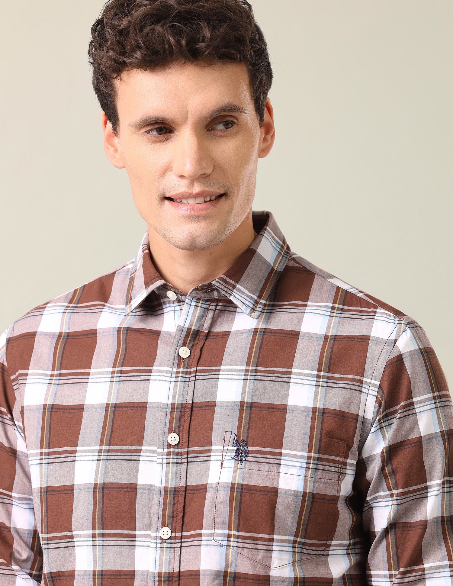 Tartan Checked Tailored Fit Shirt Rust - U.S. Polo Assn. India | Large