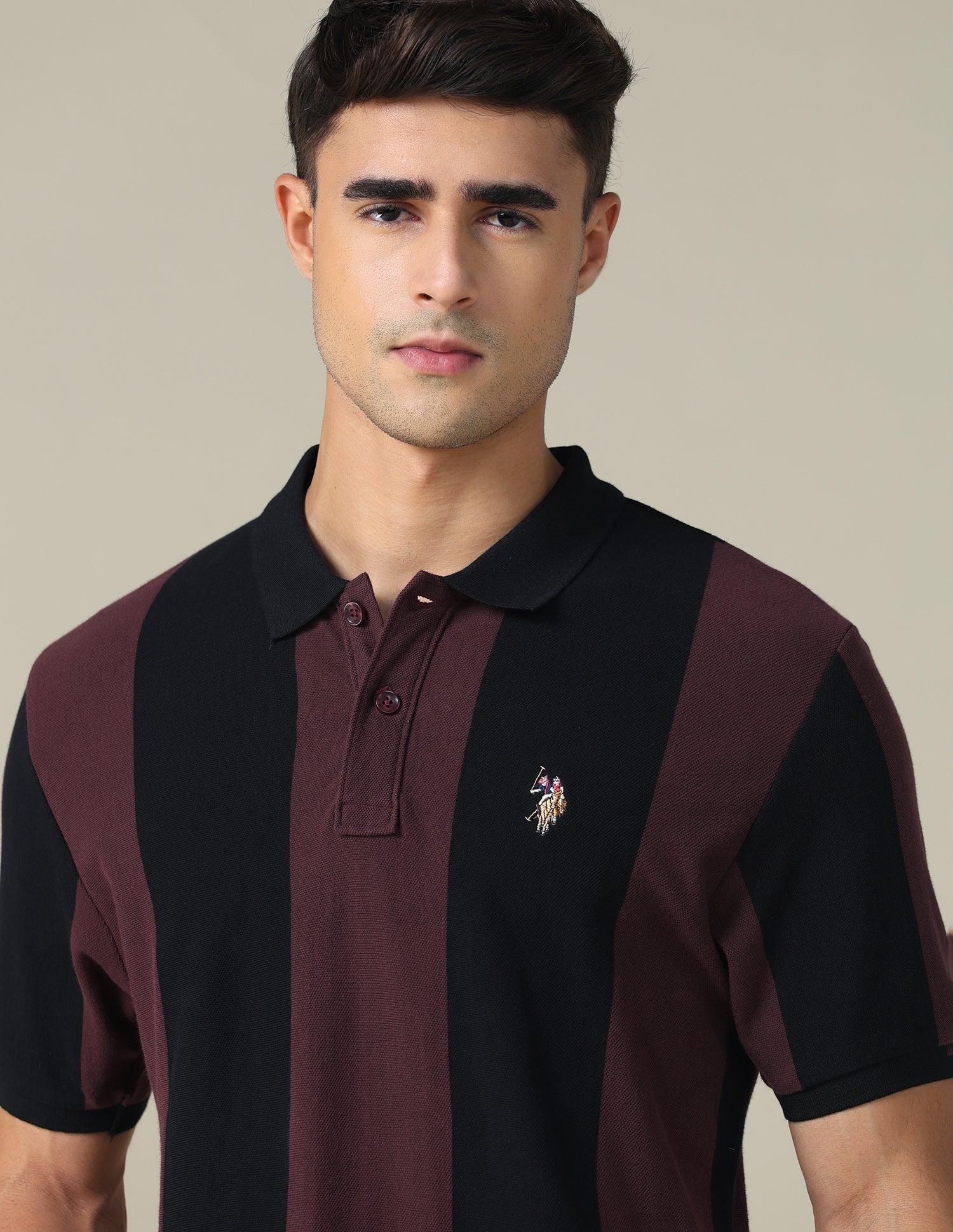 Vertical Striped Muscle Fit Polo Shirt Black - U.S. POLO ASSN. | Large