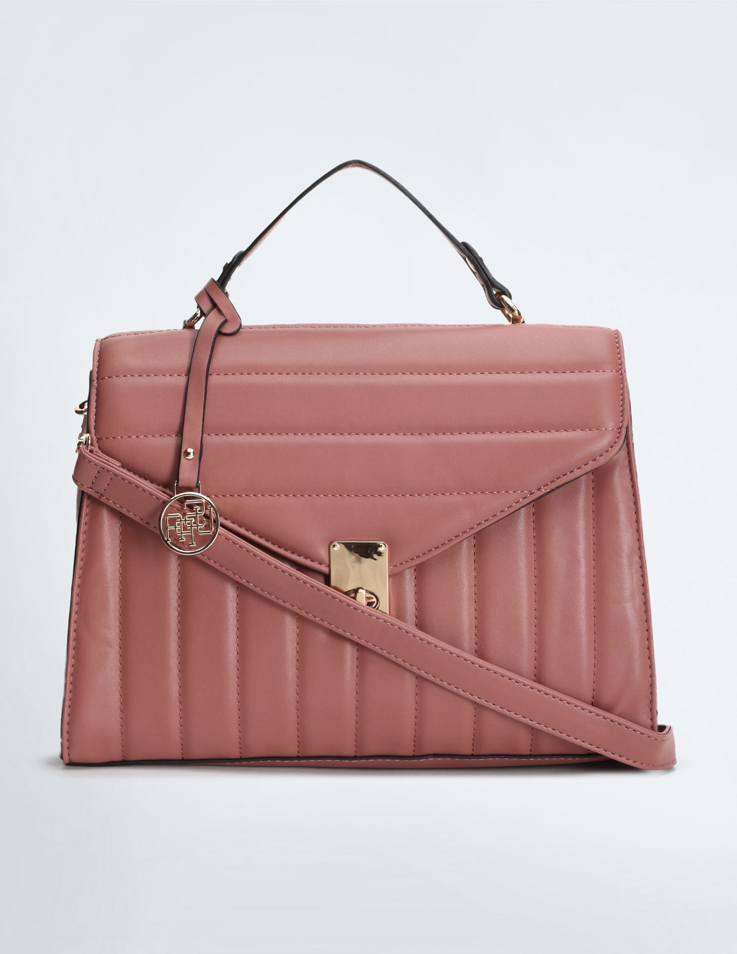 Detachable Strap Quilted Satchel Bag Pink - U.S. POLO ASSN. | Large