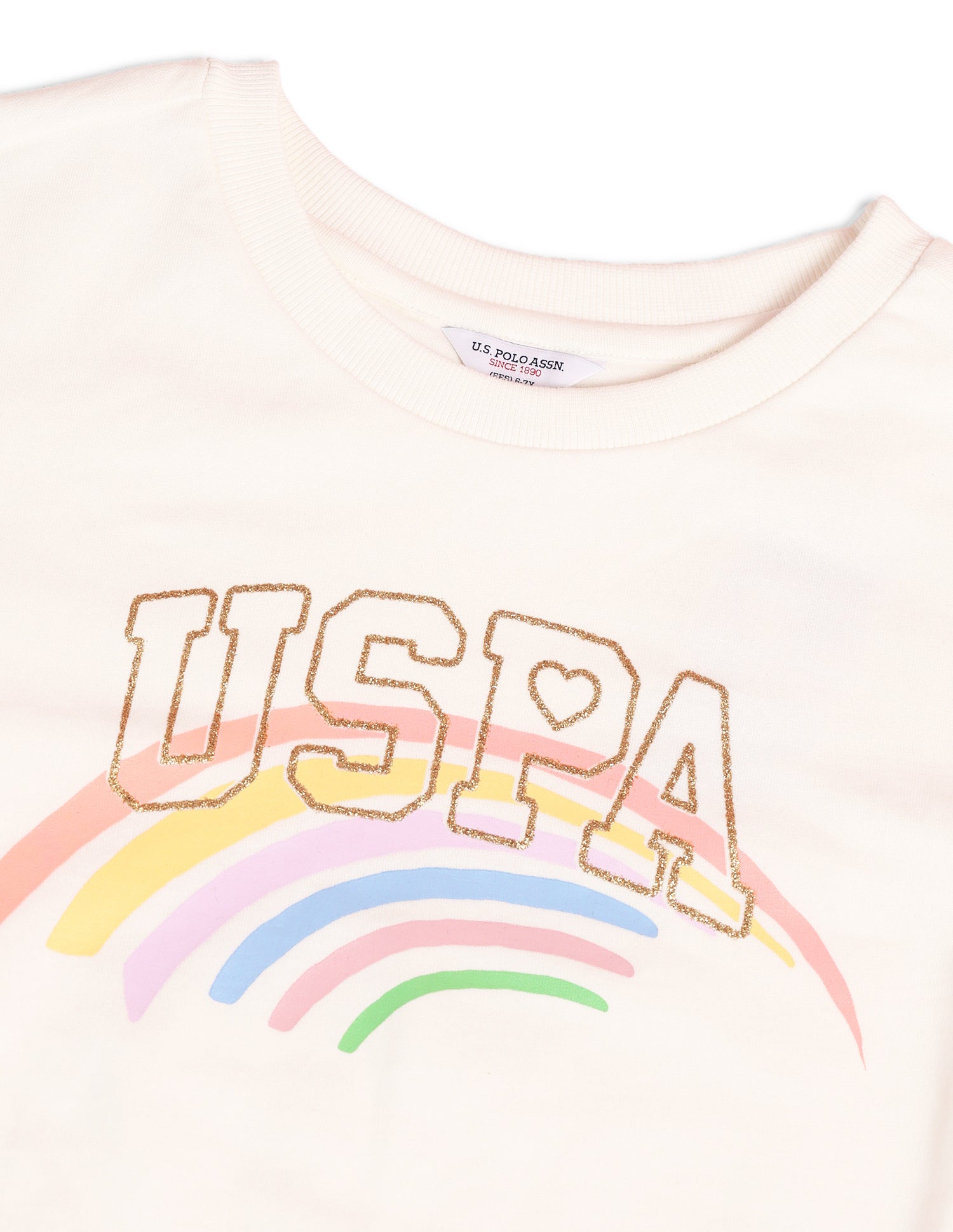 Girls Graphic Printed Regular Fit Sweatshirt Cream - U.S. POLO ASSN. | Large
