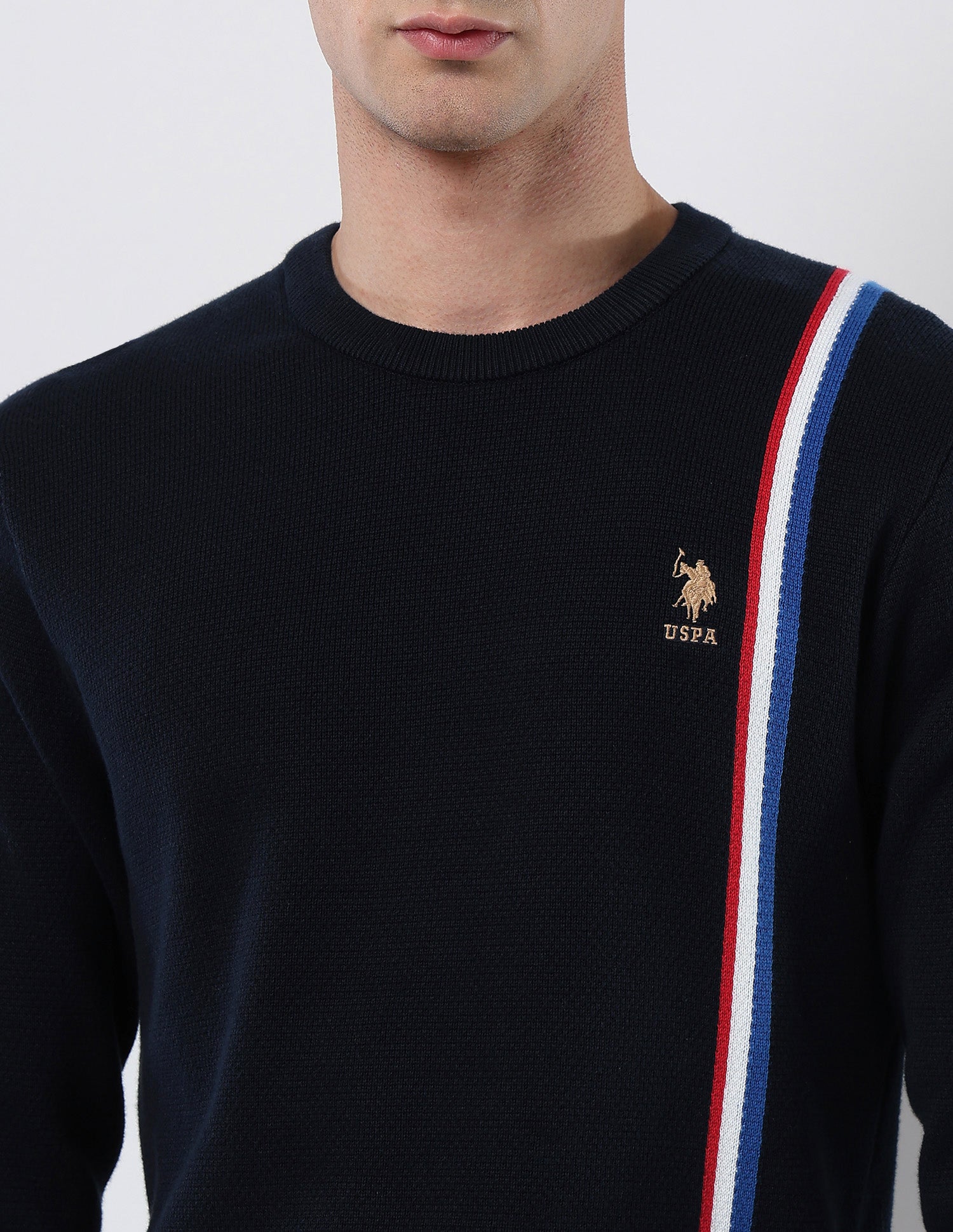 Vertical Striped Patterned Knit Sweater Navy - U.S. POLO ASSN. | Large