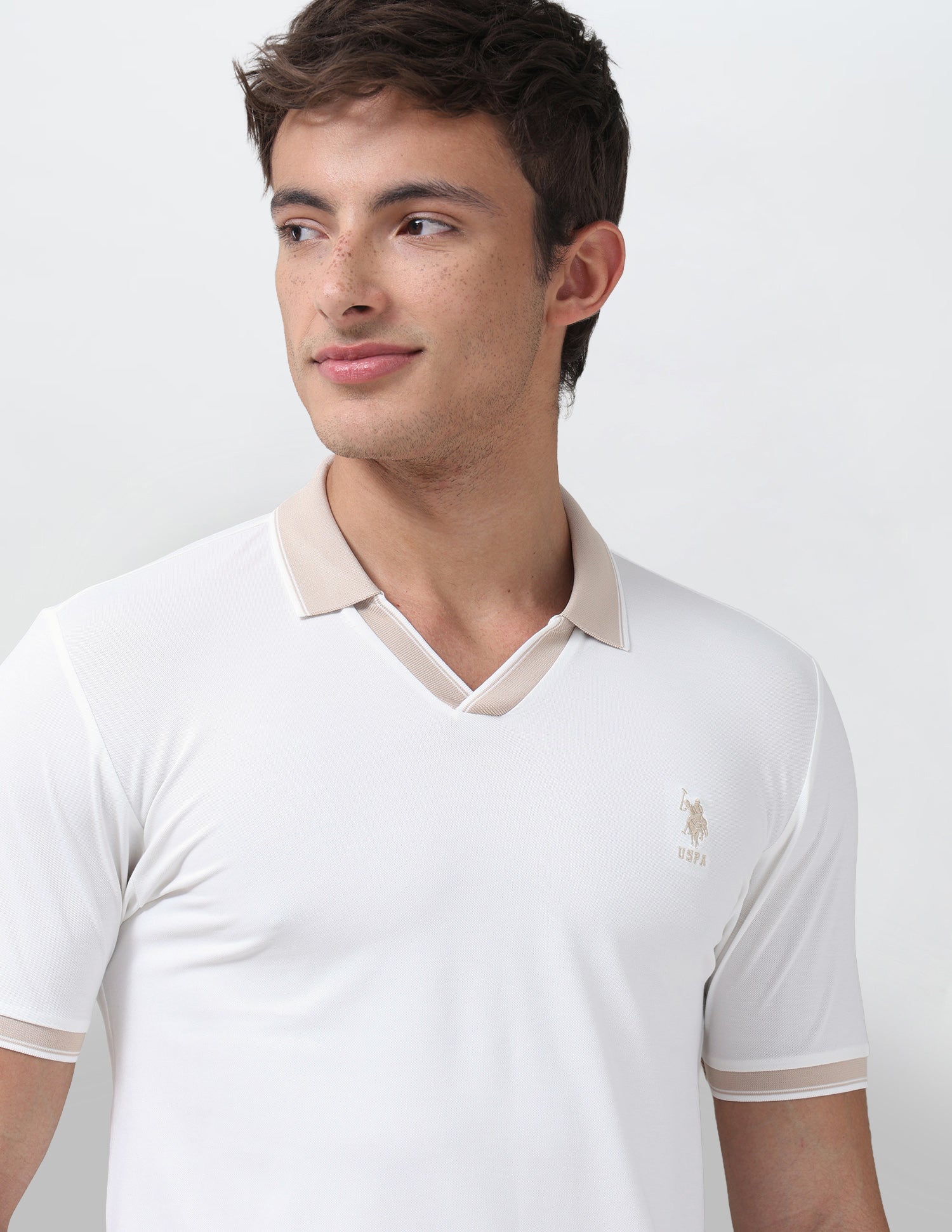 Solid Slim Fit Polo Shirt Off White - U.S. Polo Assn. India | Large