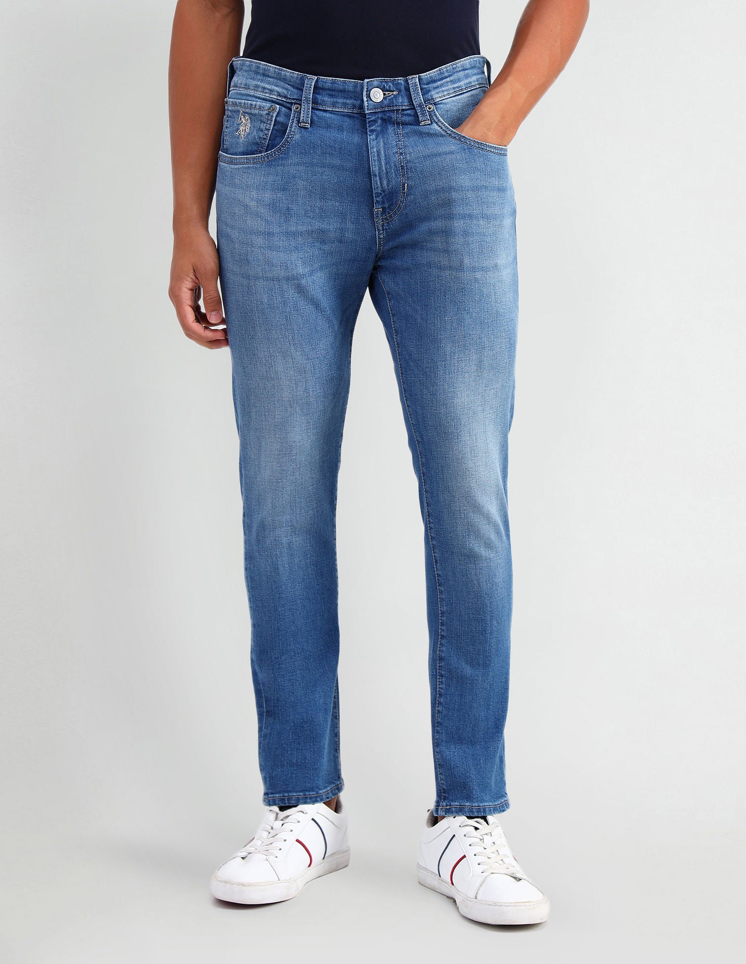 Henry Tapered Cropped Fit Blue Jeans Blue - U.S. POLO ASSN. | Large