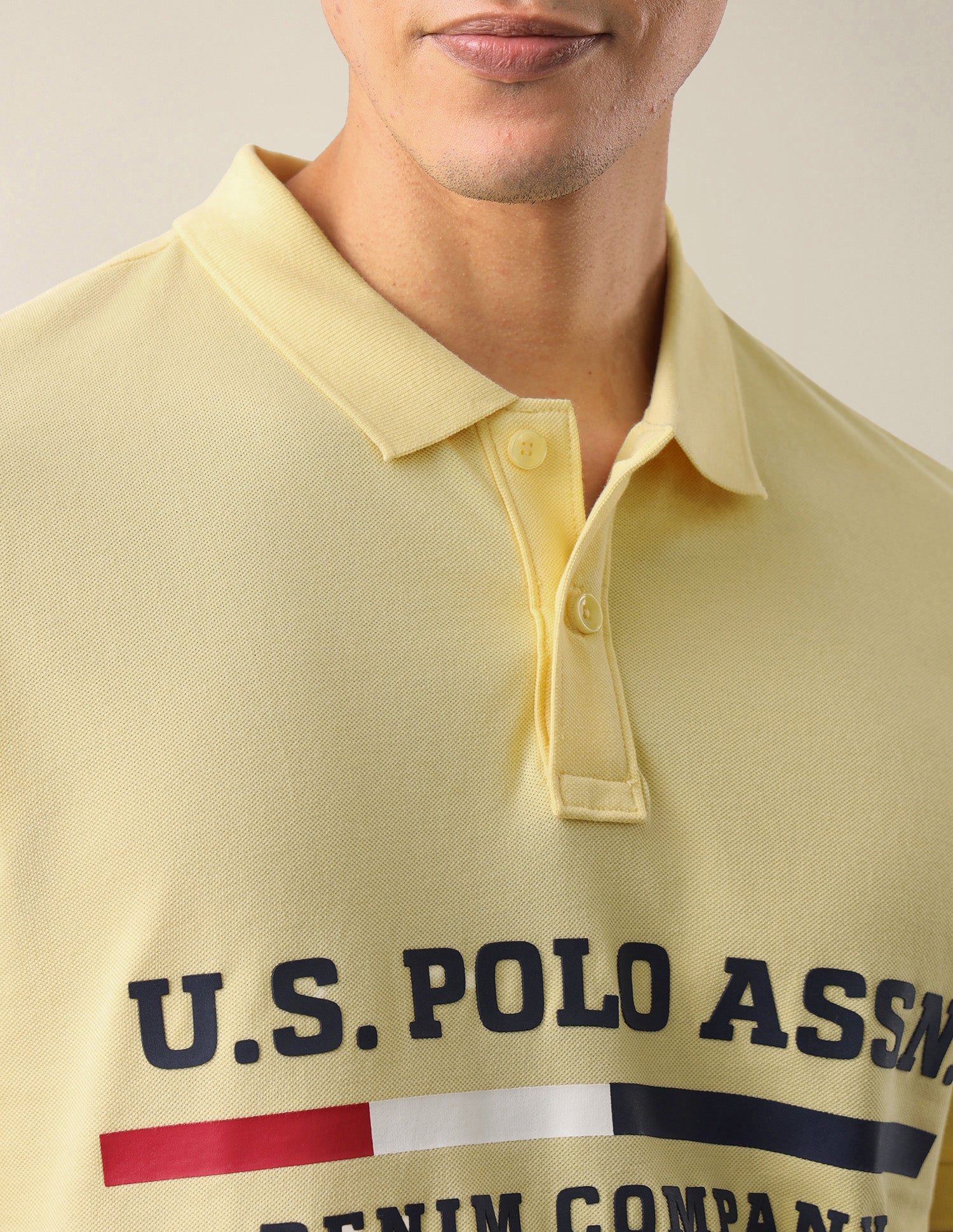 Brand Printed Slim Fit Polo Shirt Yellow - U.S. Polo Assn. India | Large