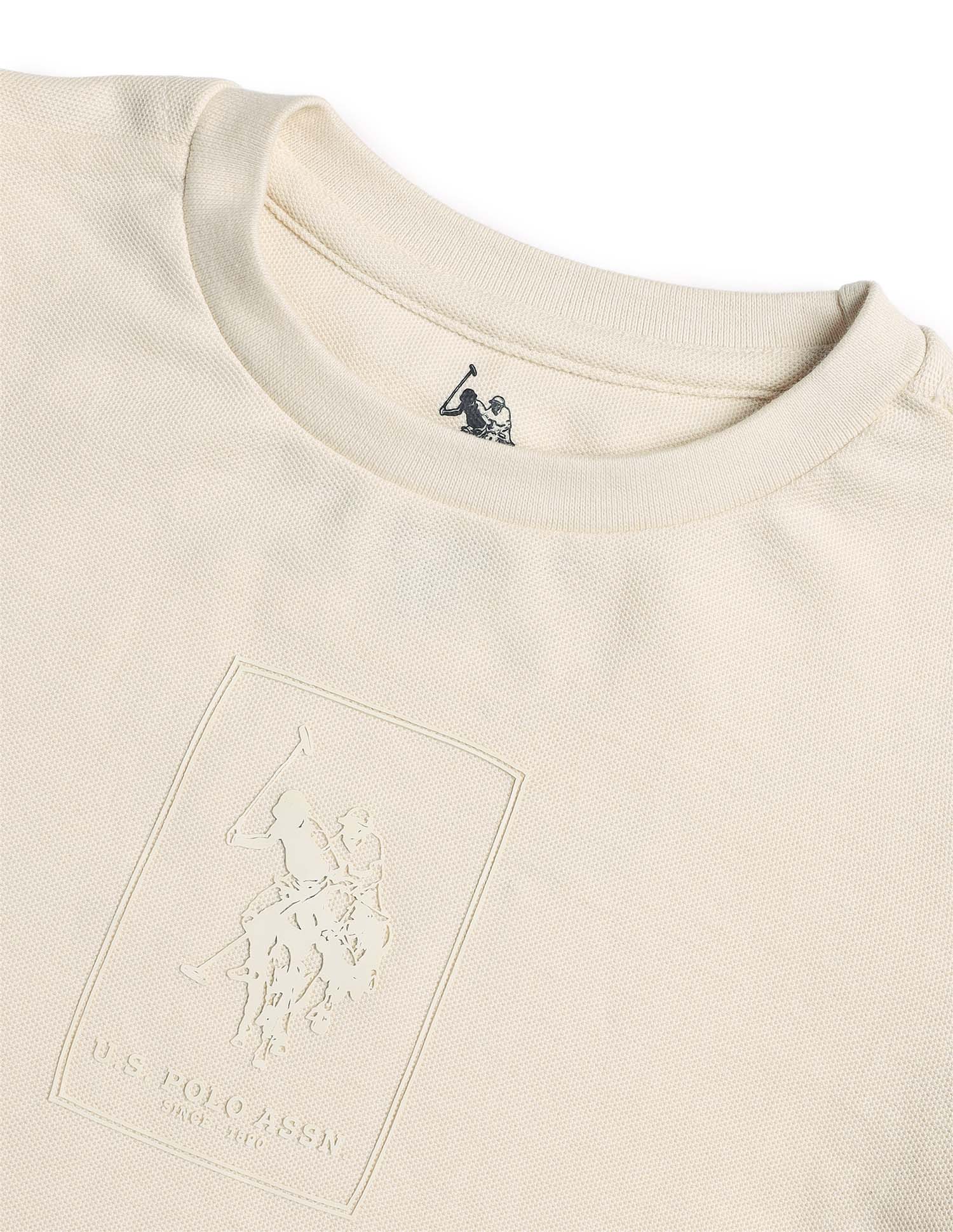 Boys Solid Regular Fit T-Shirt Beige - U.S. POLO ASSN. | Large