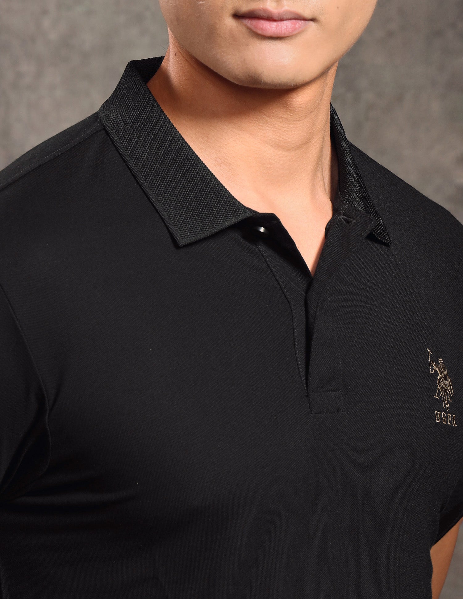 Solid Regular Fit Polo shirt Black - U.S. POLO ASSN. | Large