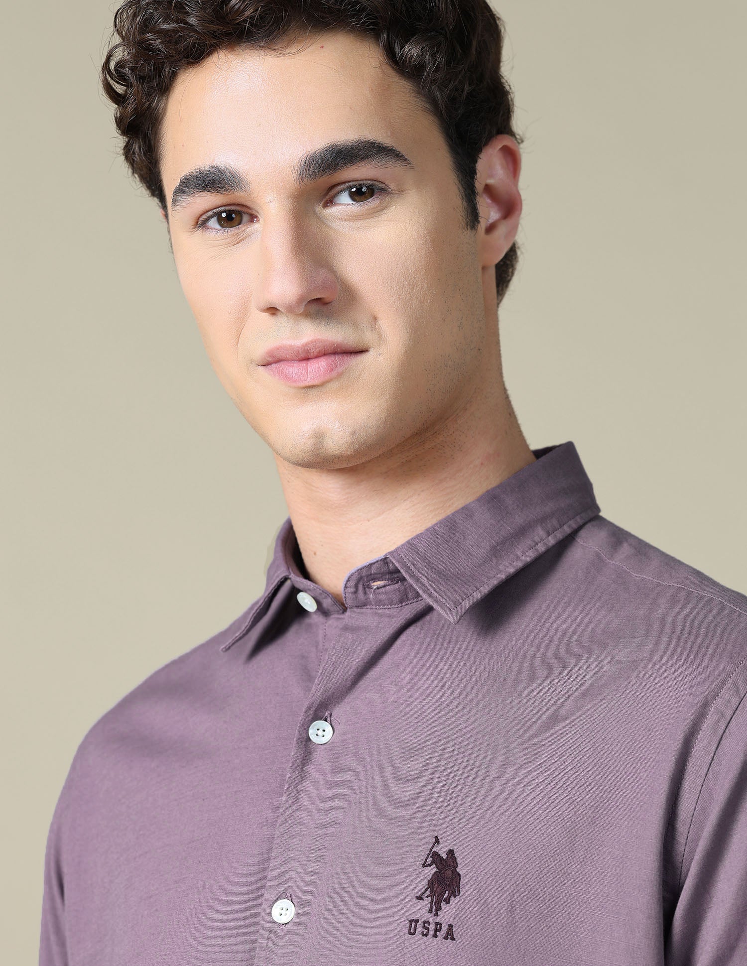 Solid Regular Fit Shirt Lavender - U.S. Polo Assn. India | Large