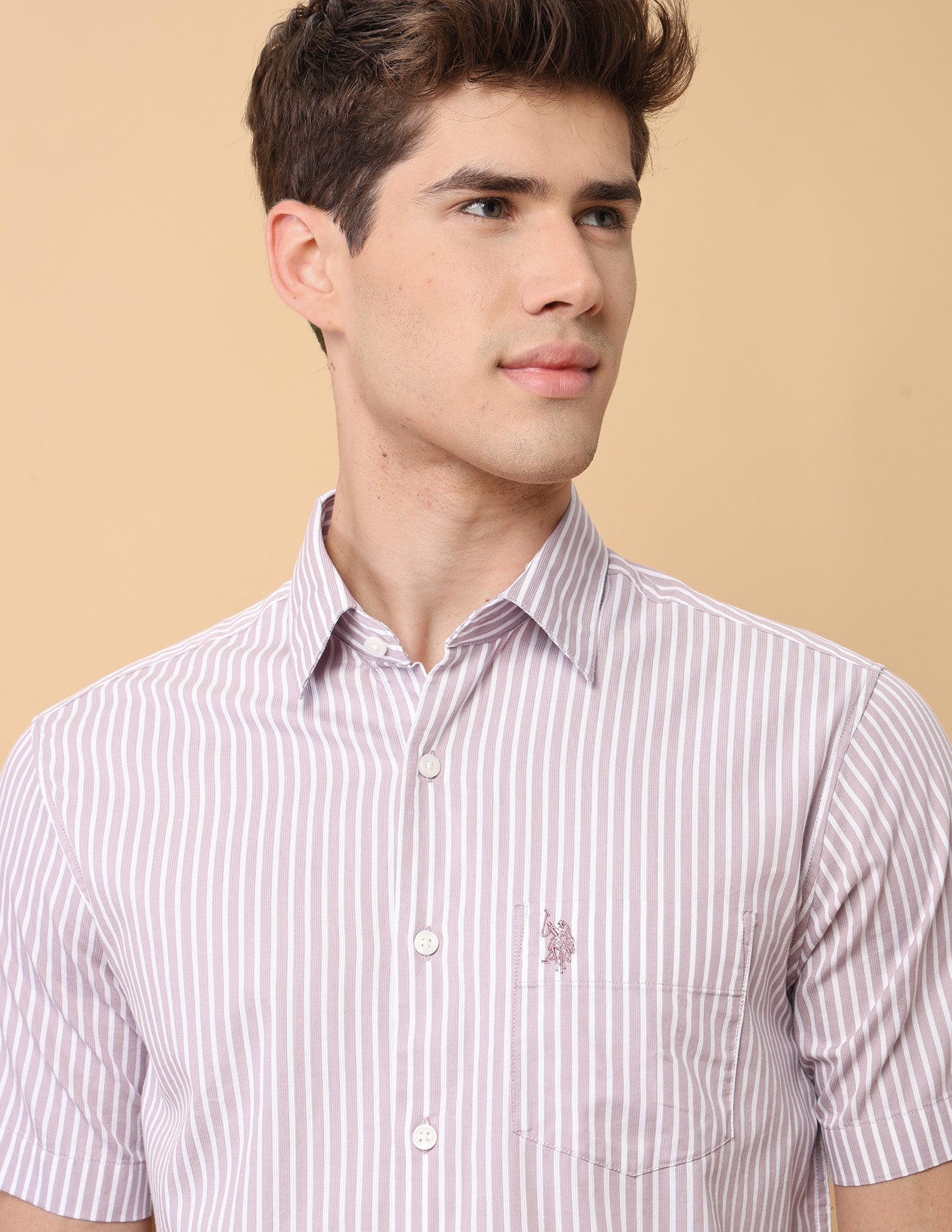 Pacho X Dobby Regular Fit Shirt Mauve - U.S. Polo Assn. India | Large