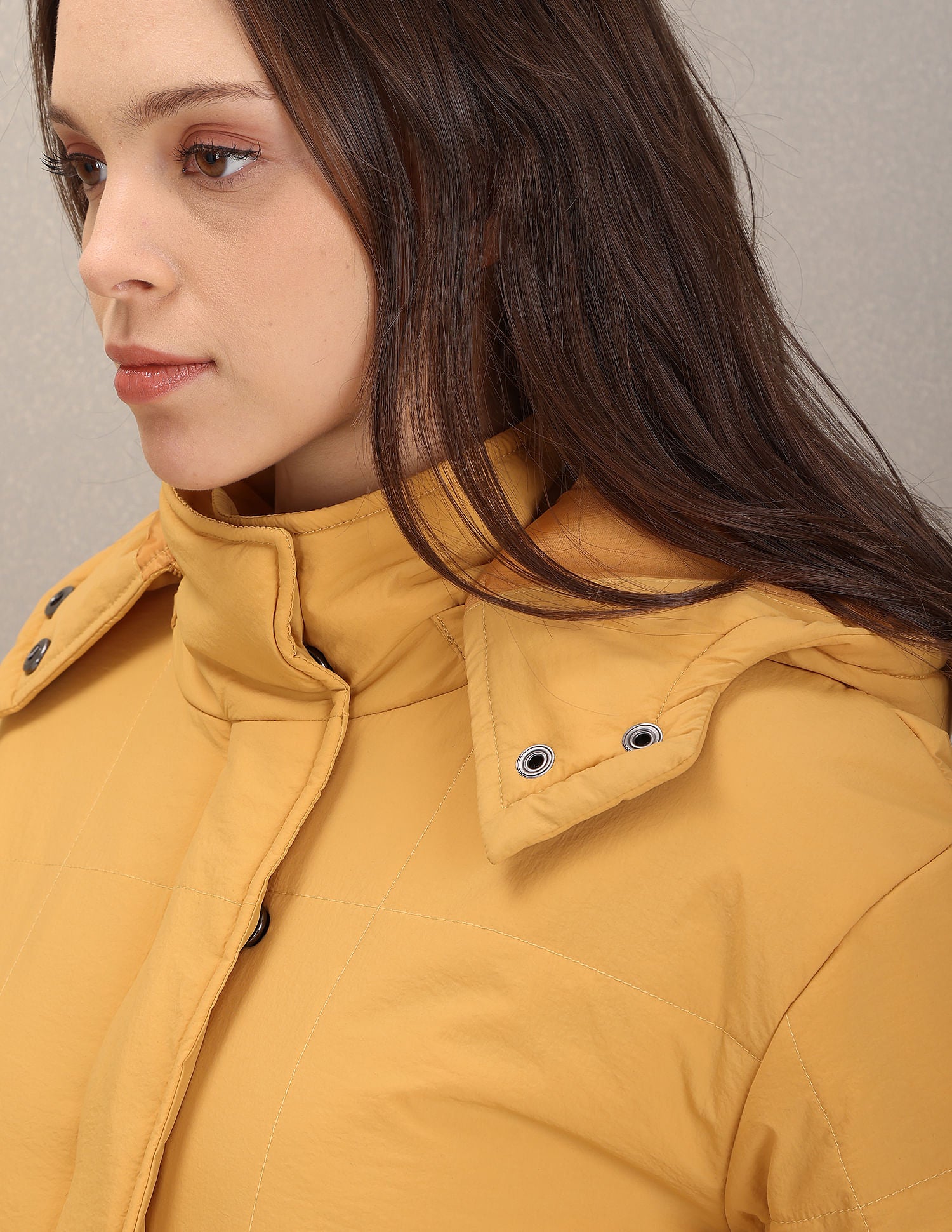 Solid Hooded Padded Jacket Mustard - U.S. POLO ASSN. | Large