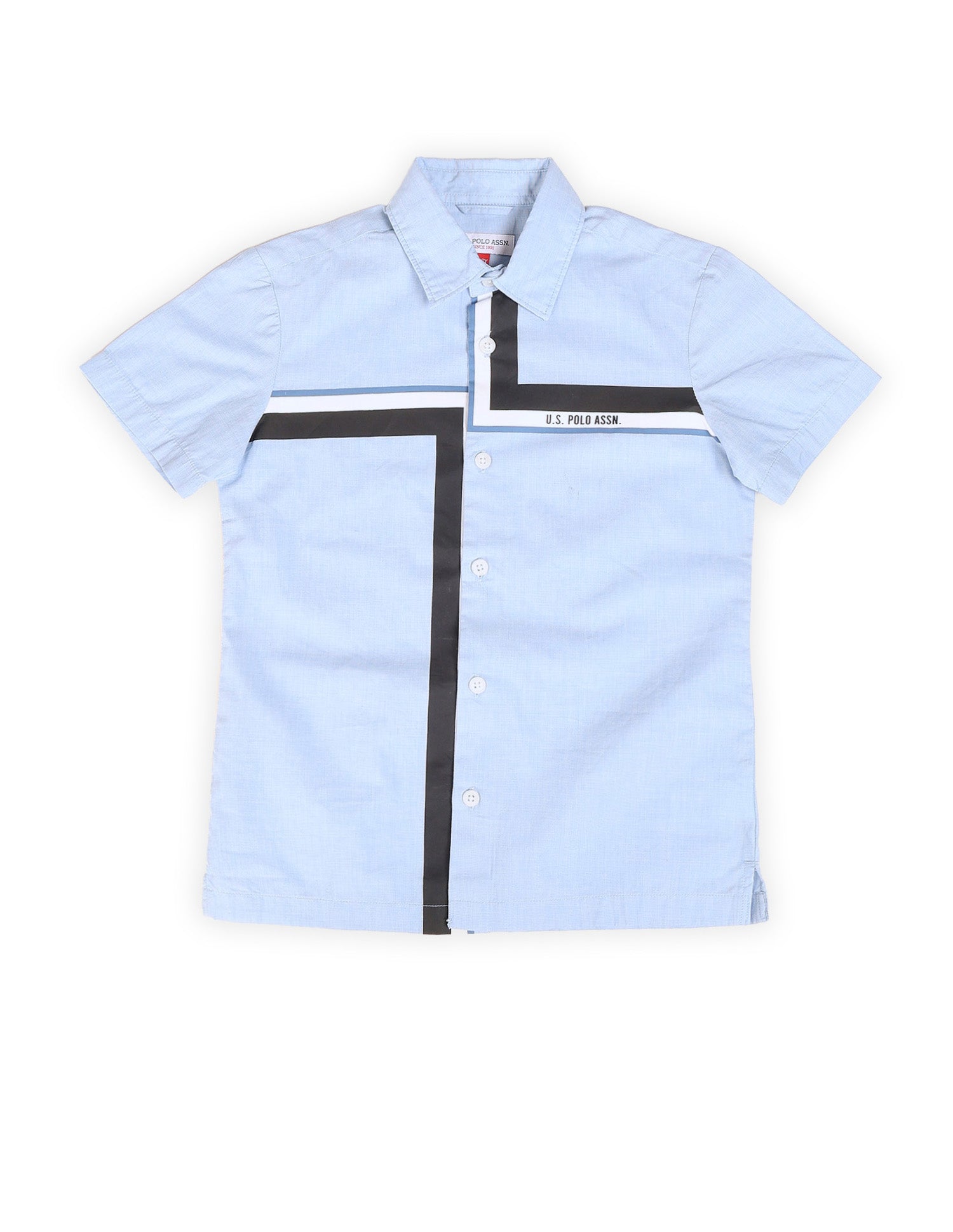 Boys Geometric Printed Twill Shirt Light Blue - U.S. POLO ASSN. | Large