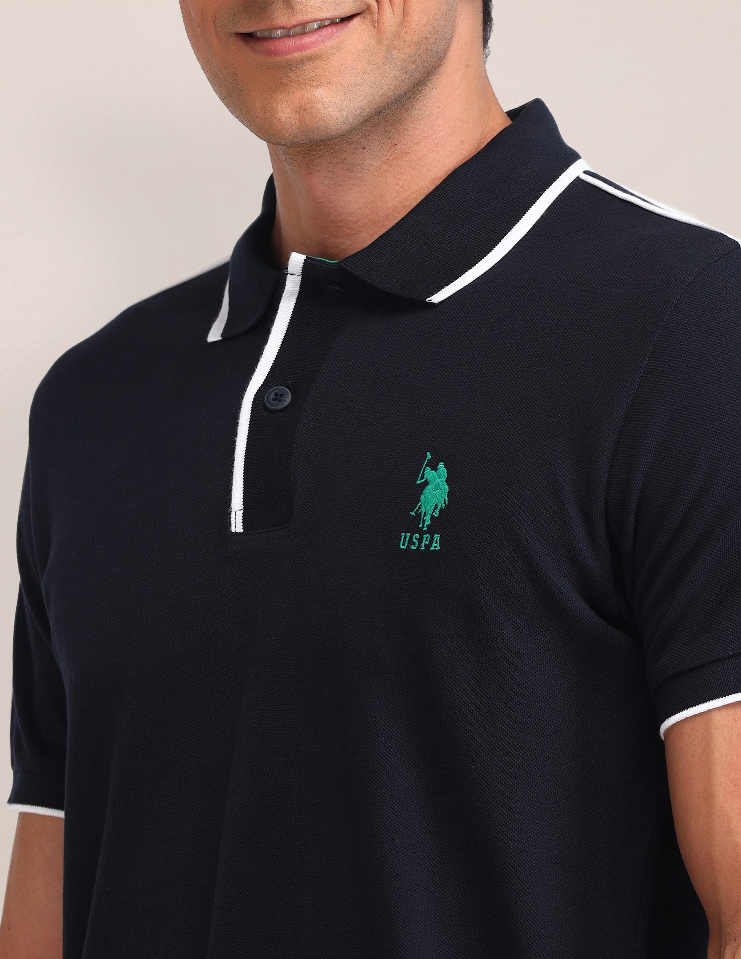 Solid Pattern Cotton Polo Shirt Navy - U.S. Polo Assn. India | Large