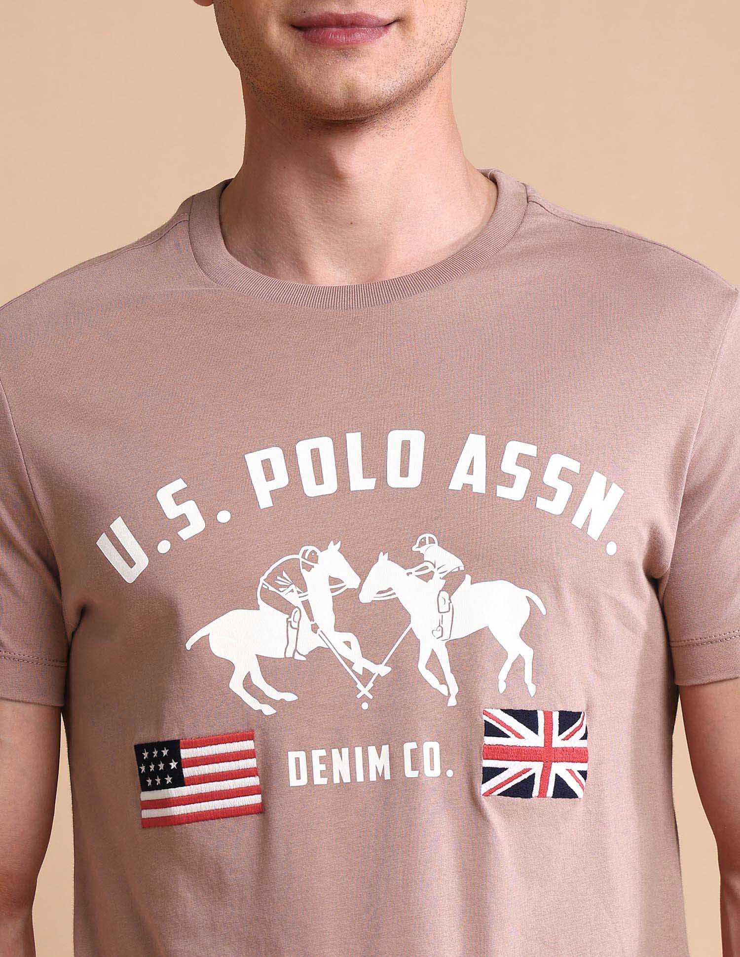 Brand Printed Muscle Fit T-Shirt Pink - U.S. POLO ASSN. | Large