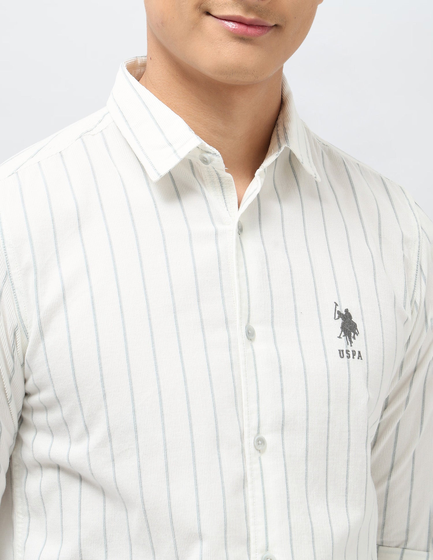 Corduroy Vertical Striped Shirt Ecru - U.S. POLO ASSN. | Large