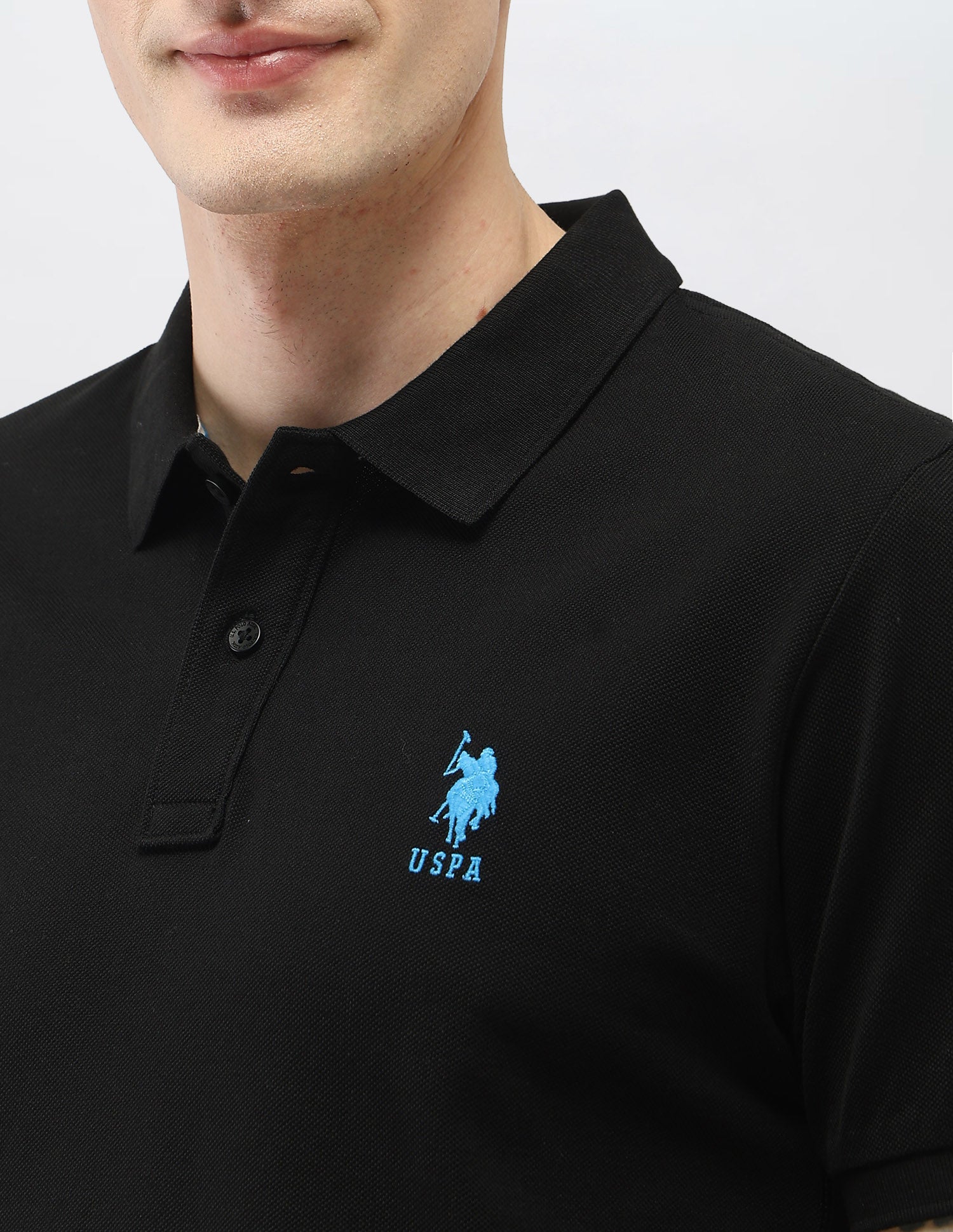 Solid Slim Fit Polo Shirt Black - U.S. Polo Assn. India | Large