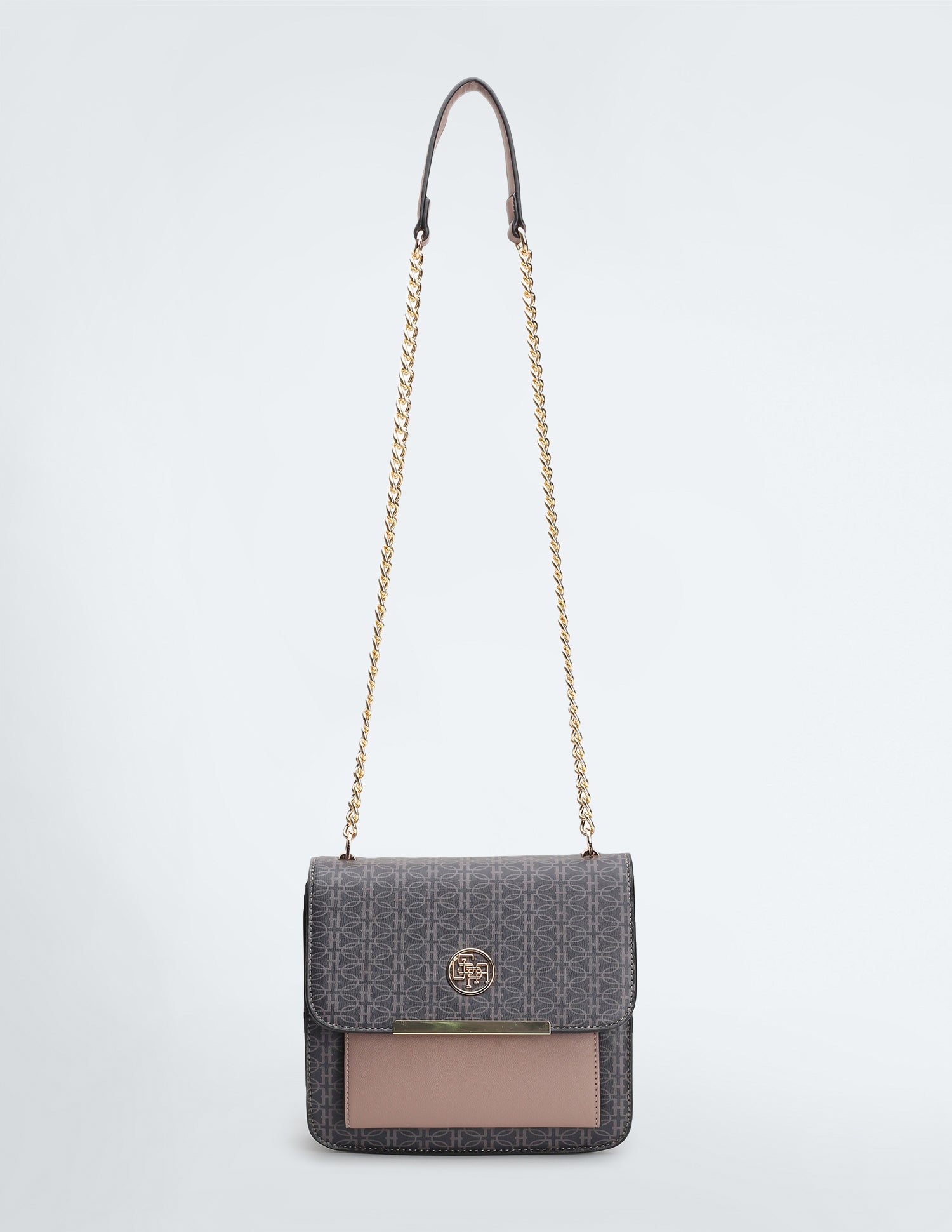 Snap Button Closure Monogram Sling Bag Grey - U.S. POLO ASSN. | Large