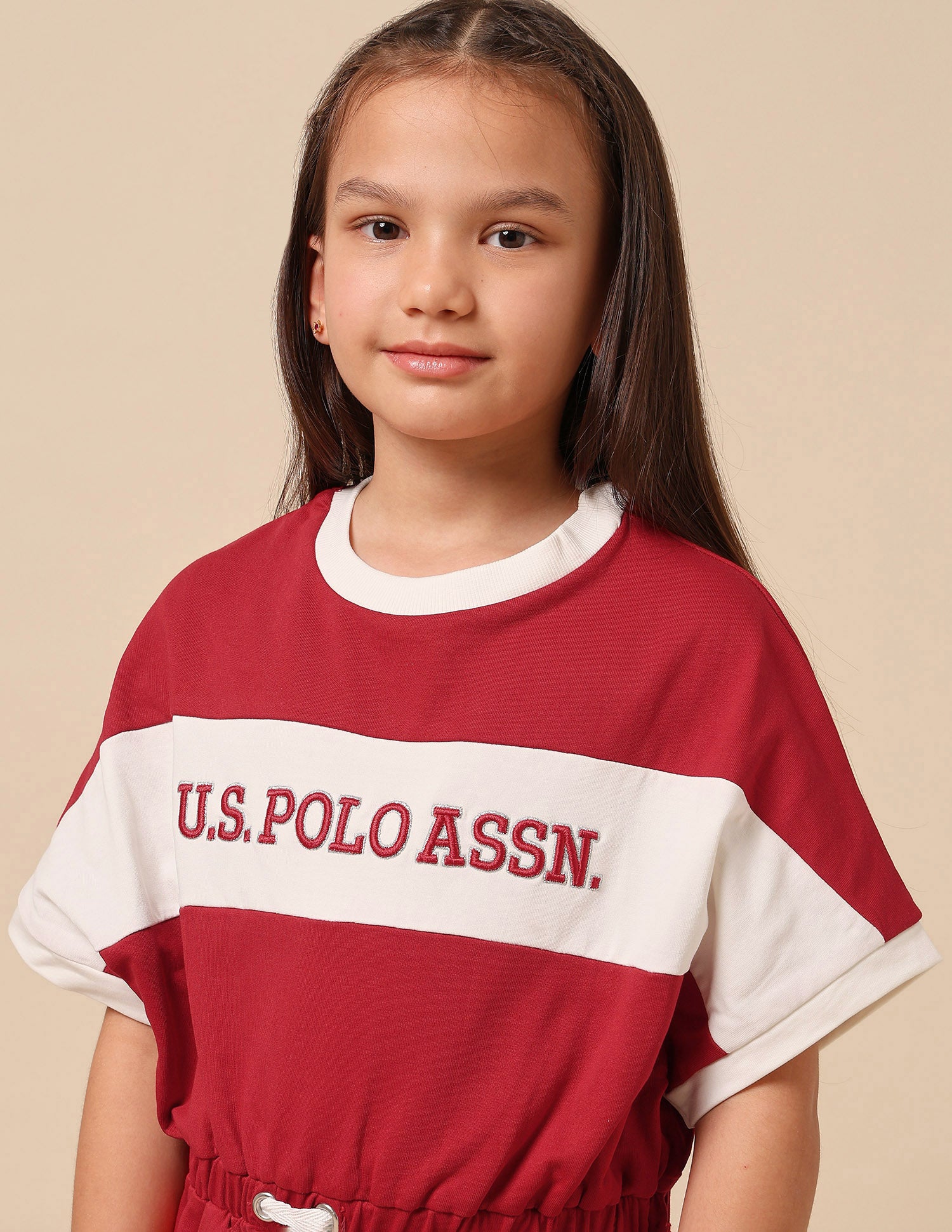 Girls Brand Embroidered A-Line Dress Red - U.S. POLO ASSN. | Large