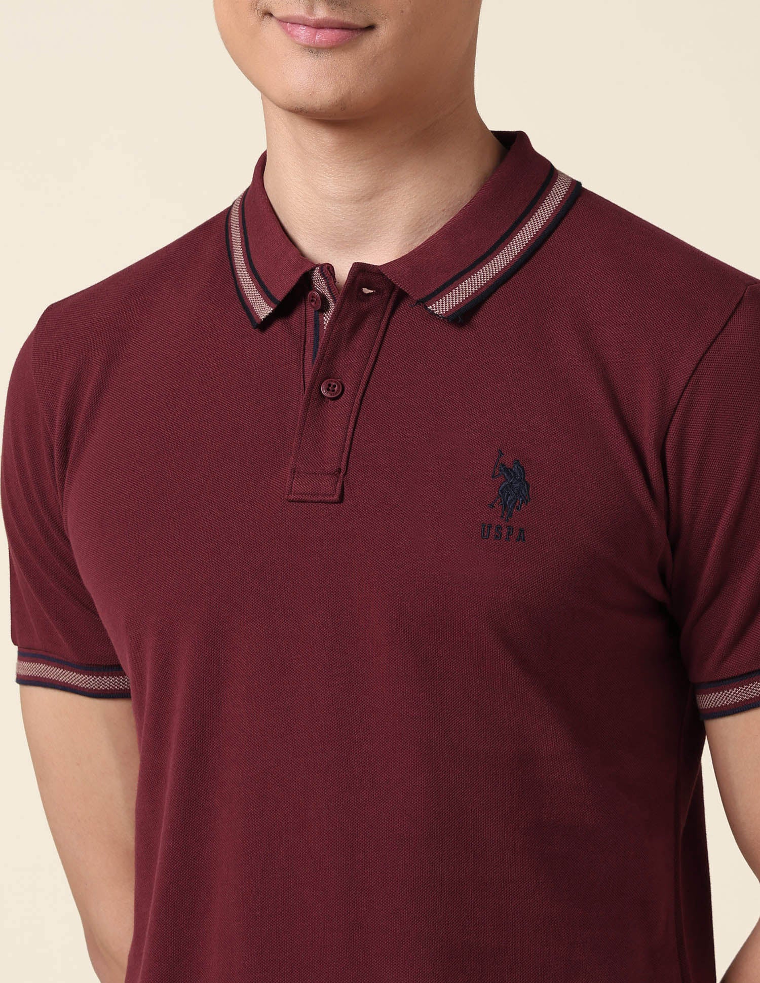 Slim Fit Pure Cotton Polo Shirt Maroon - U.S. Polo Assn. India | Large