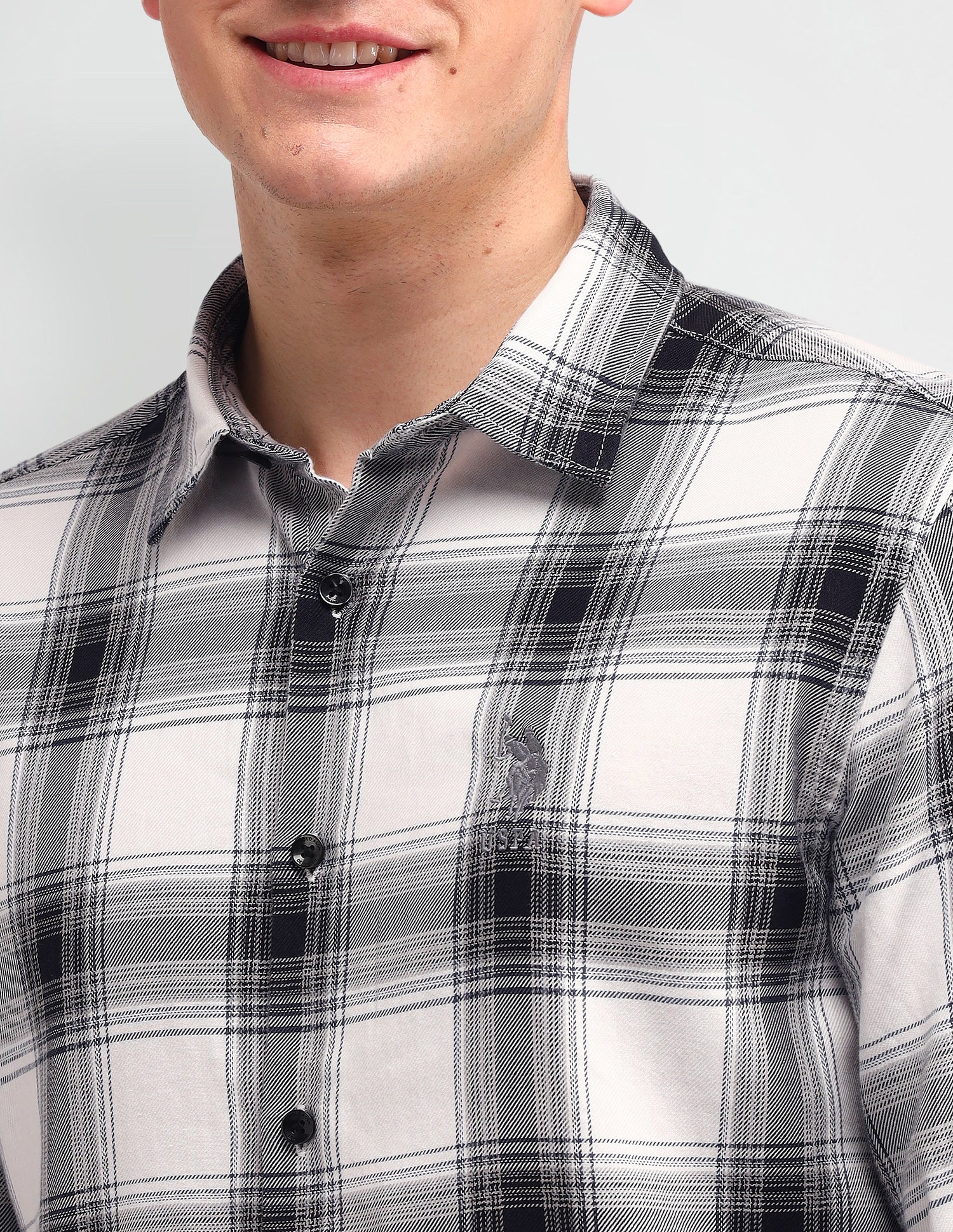 Tartan Checked Slim Fit Shirt Black - U.S. Polo Assn. India | Large