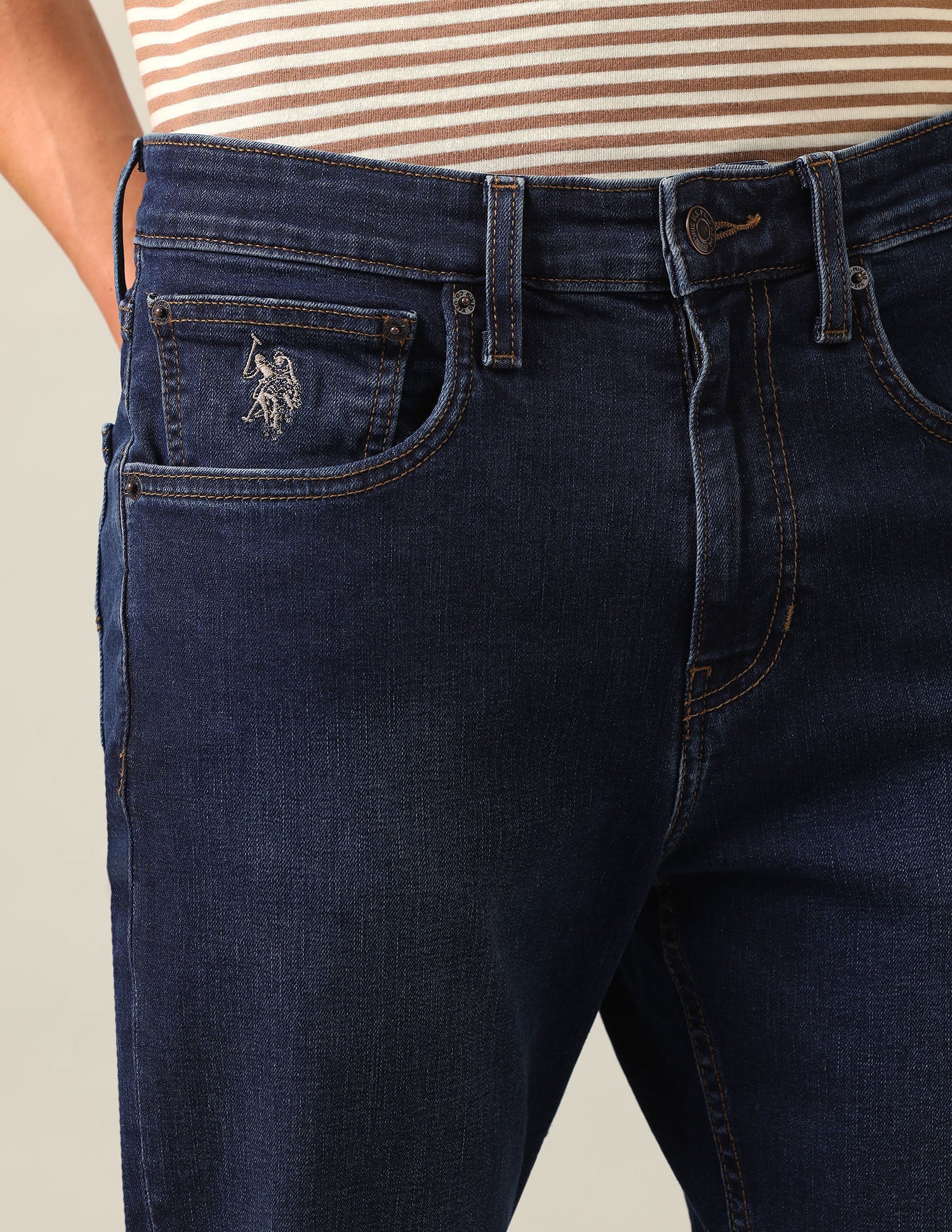 Cole Comfort Cropped Fit Blue Jeans Dark Blue - U.S. Polo Assn. India | Large
