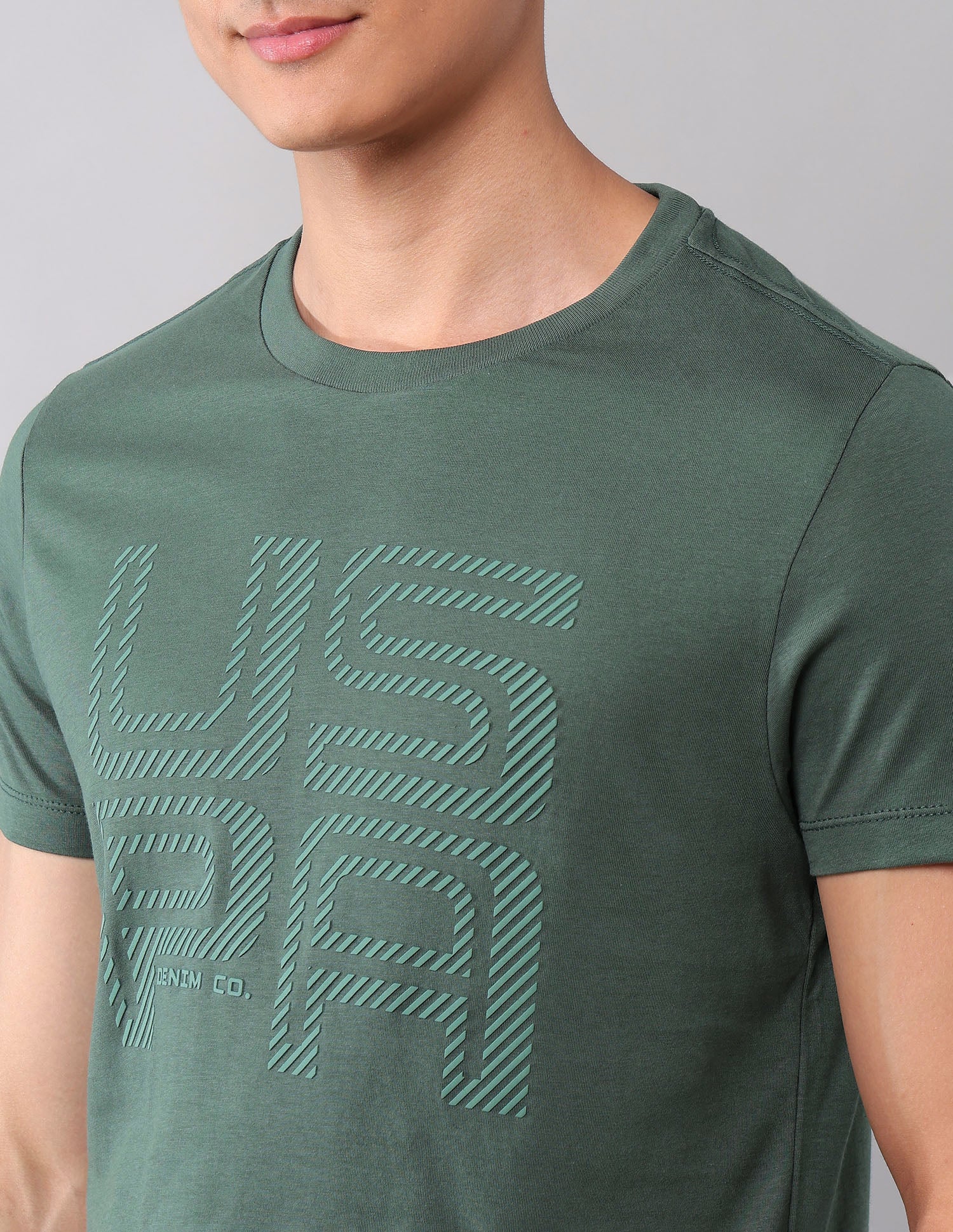 Muscle Fit Brand Printed T-Shirt Green - U.S. Polo Assn. India | Large