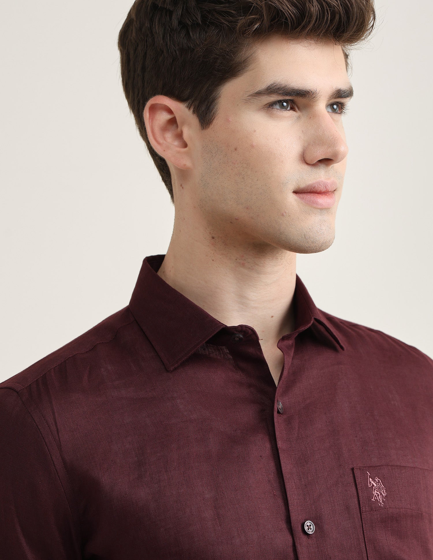 Solid Regular Fit Shirt Maroon - U.S. Polo Assn. India | Large