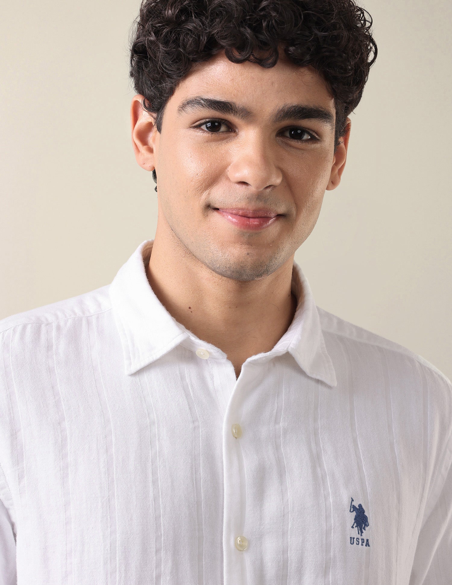 Self Design Vertical Striped Regular Fit Shirt White - U.S. Polo Assn. India | Large