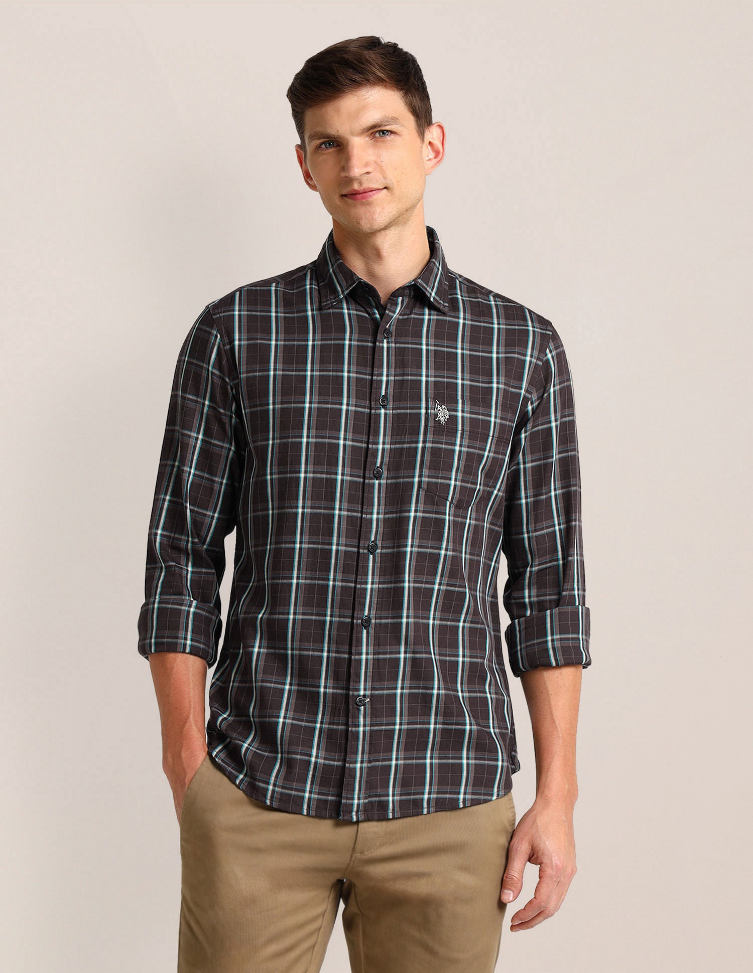 Tartan Checked Regular Fit Shirt Maroon - U.S. Polo Assn. India | Large