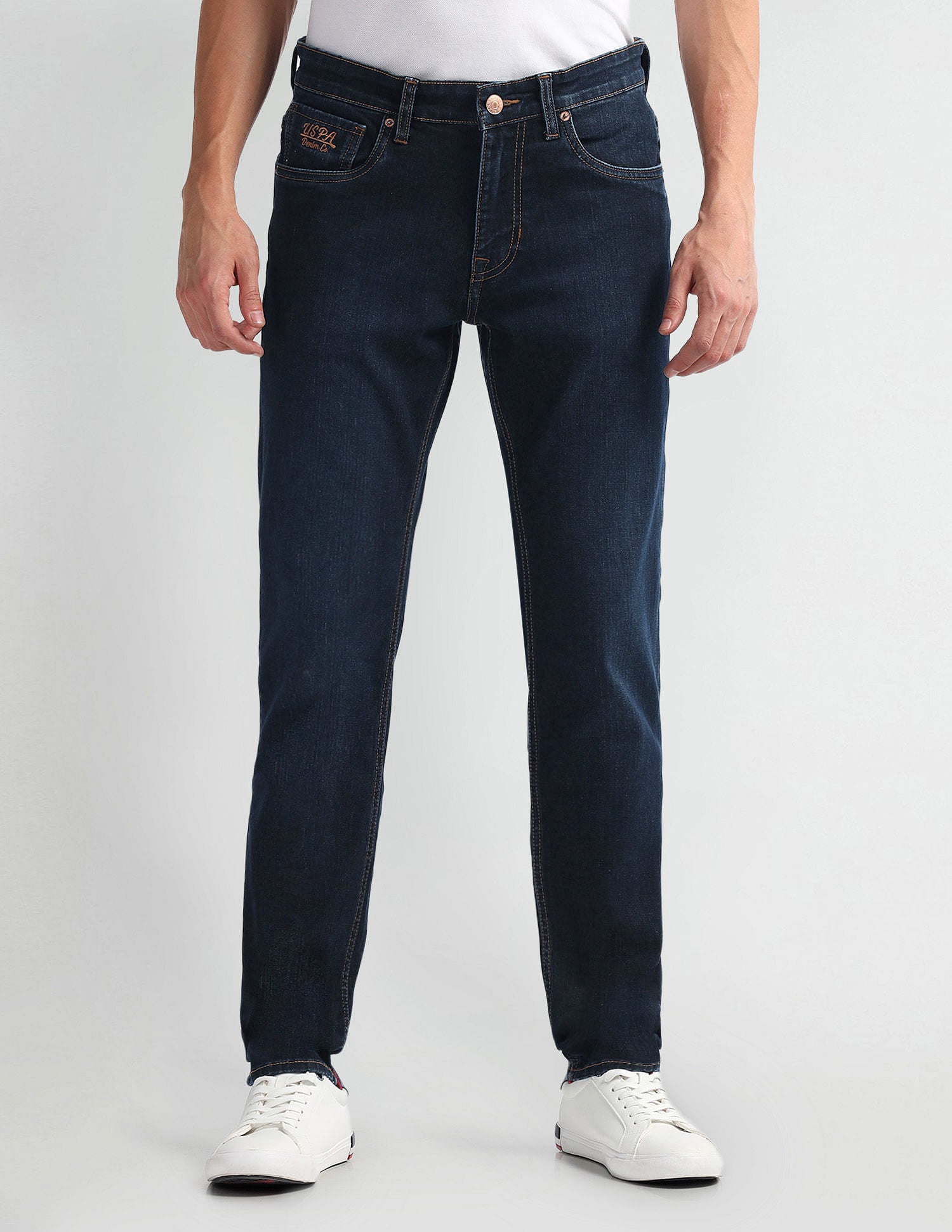 Brandon Slim Tapered Fit Blue Jeans Dark Blue - U.S. Polo Assn. India | Large
