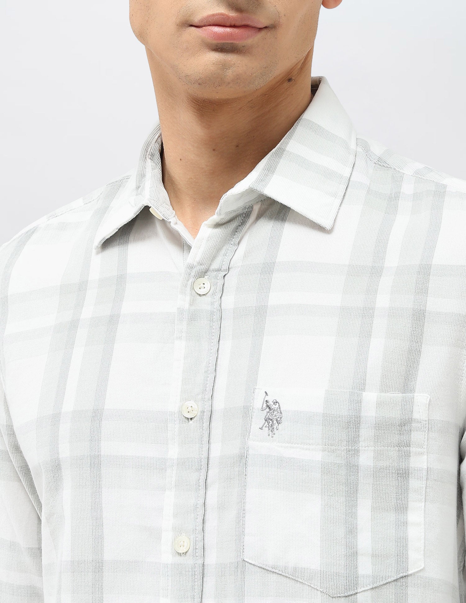 Corduroy Tailored Fit Shirt Grey - U.S. POLO ASSN. | Large