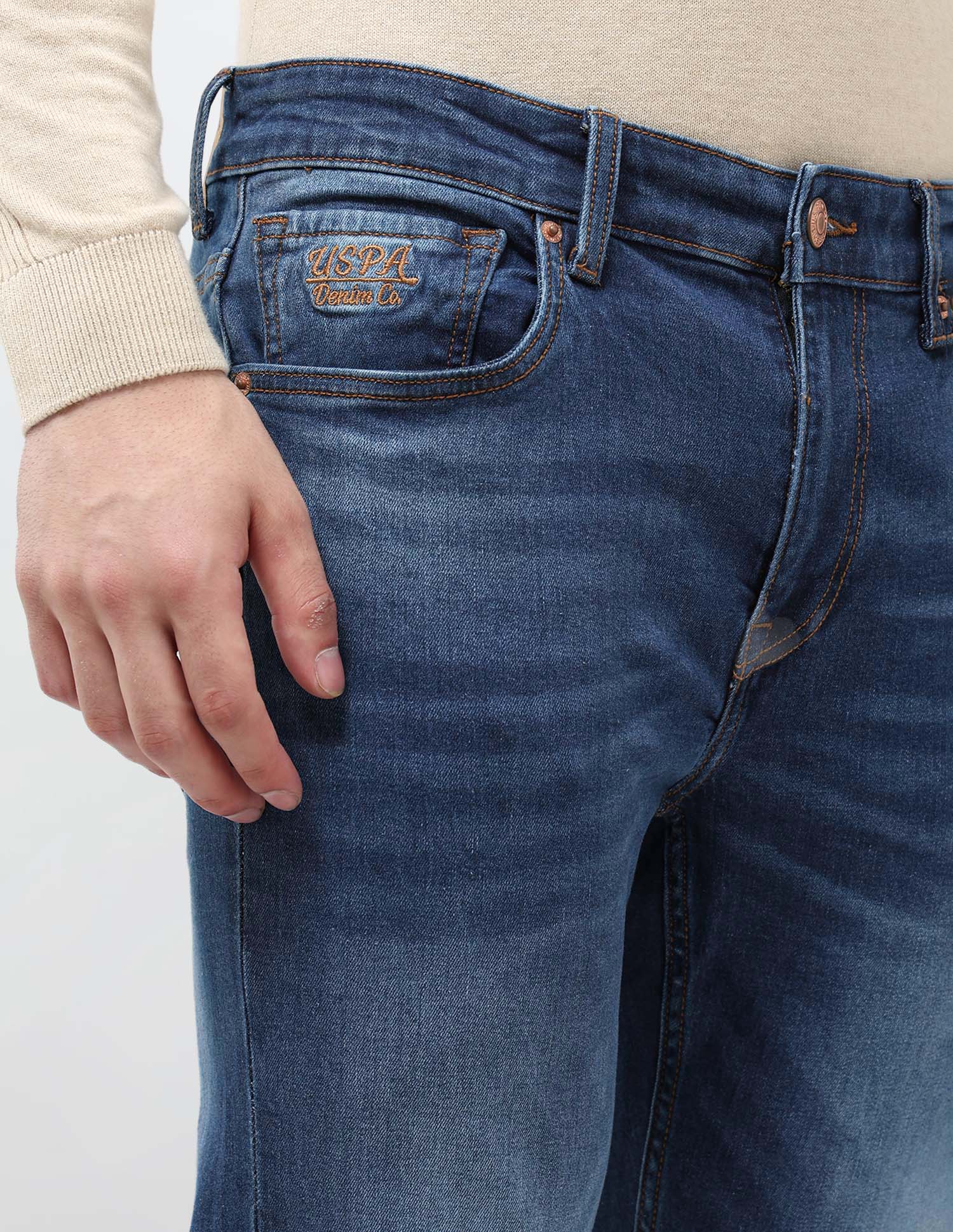 Brandon Slim Tapered Fit Blue Jeans Light Indigo - U.S. POLO ASSN. | Large