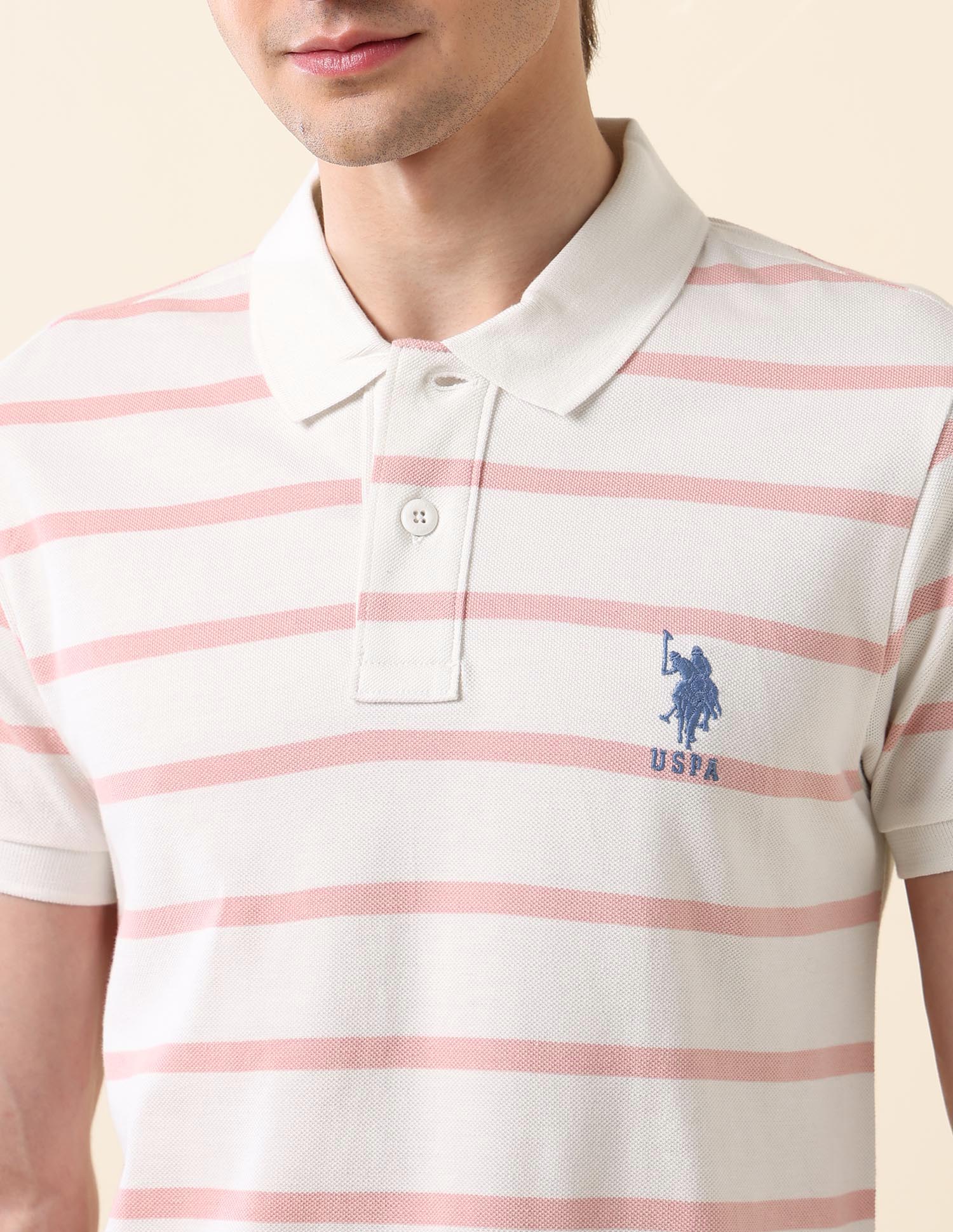 Horizontal Striped Classic Polo Shirt Off White - U.S. POLO ASSN. | Large