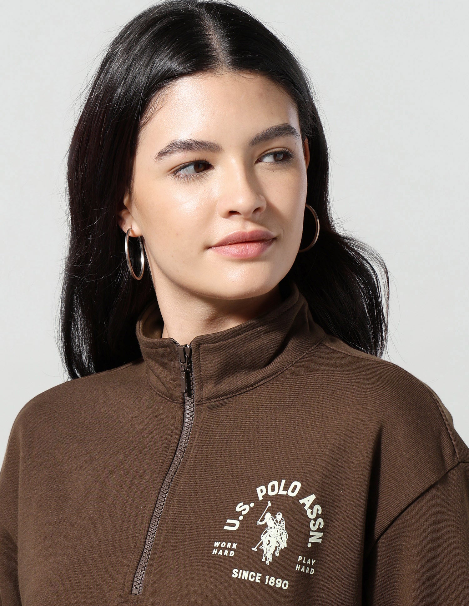 Solid Regular Fit Sweatshirt Brown - U.S. Polo Assn. India | Large