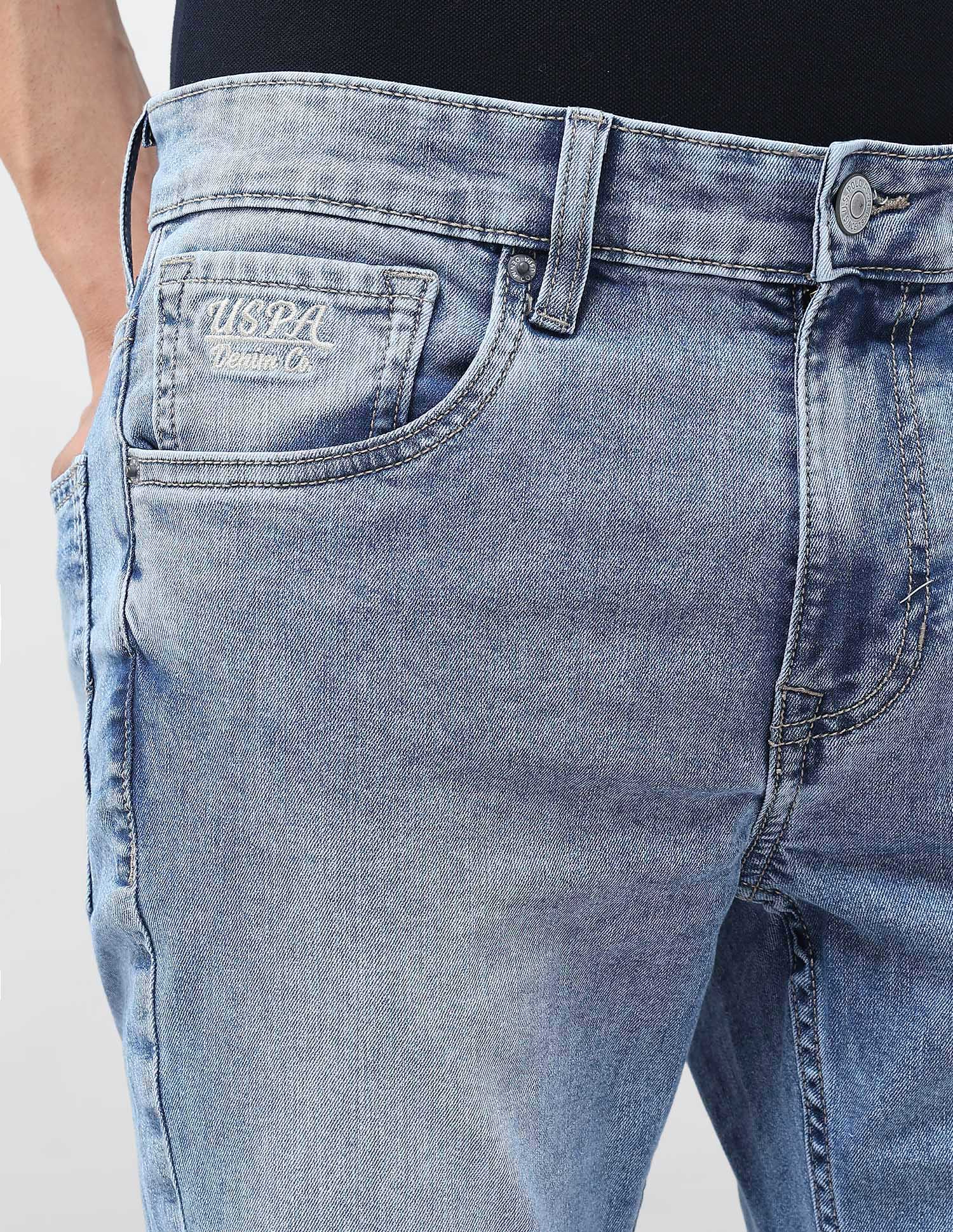 Brandon Slim Tapered Fit Blue Jeans Light Indigo - U.S. POLO ASSN. | Large