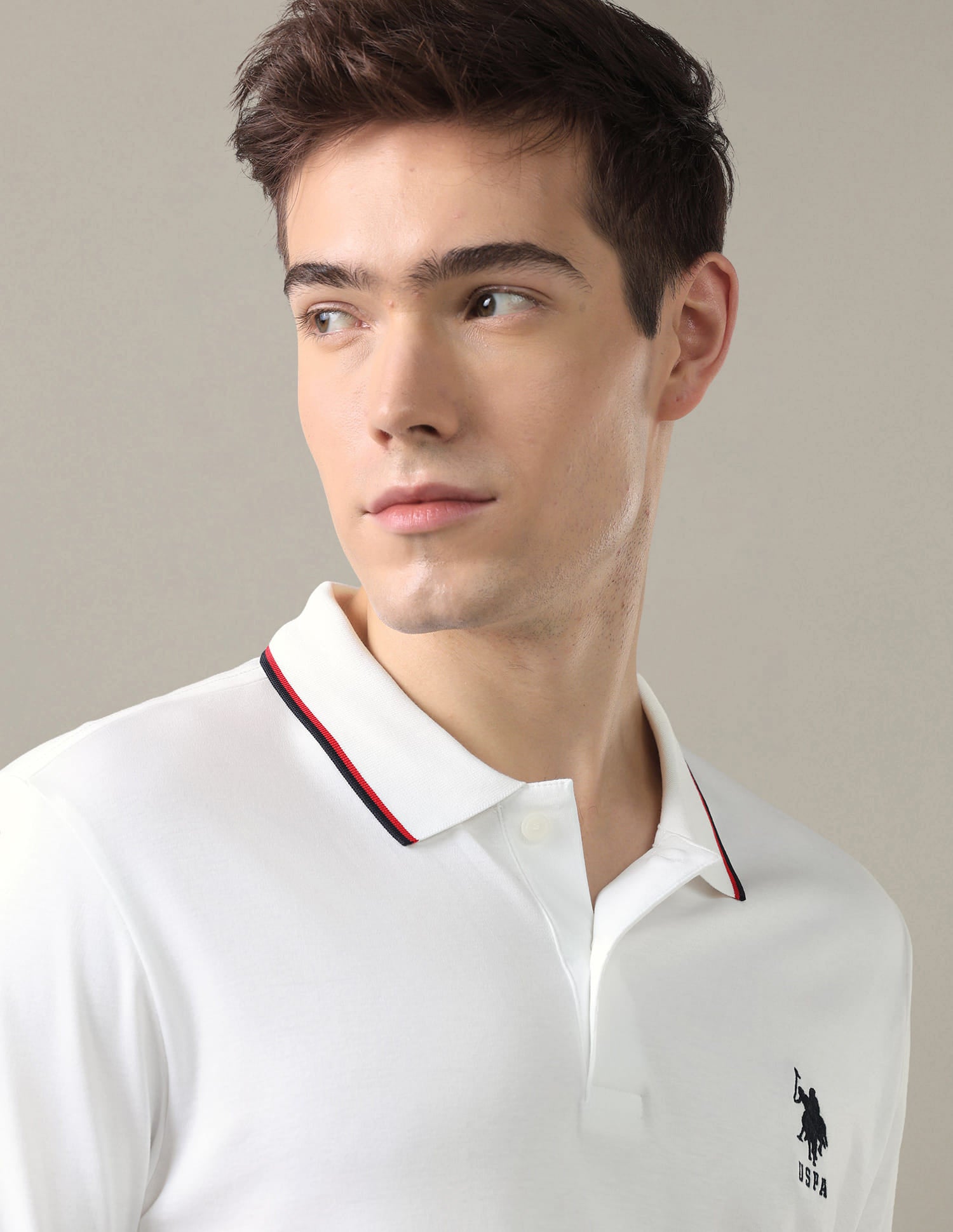 Solid Slim Fit Polo Shirt White - U.S. Polo Assn. India | Large