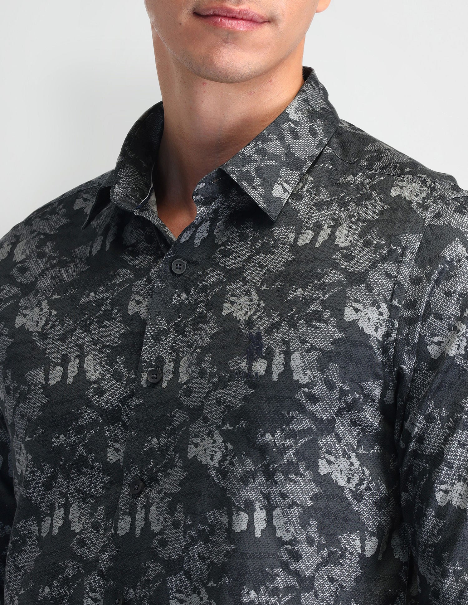 Slim Fit Poplin Shirt Grey - U.S. Polo Assn. India | Large