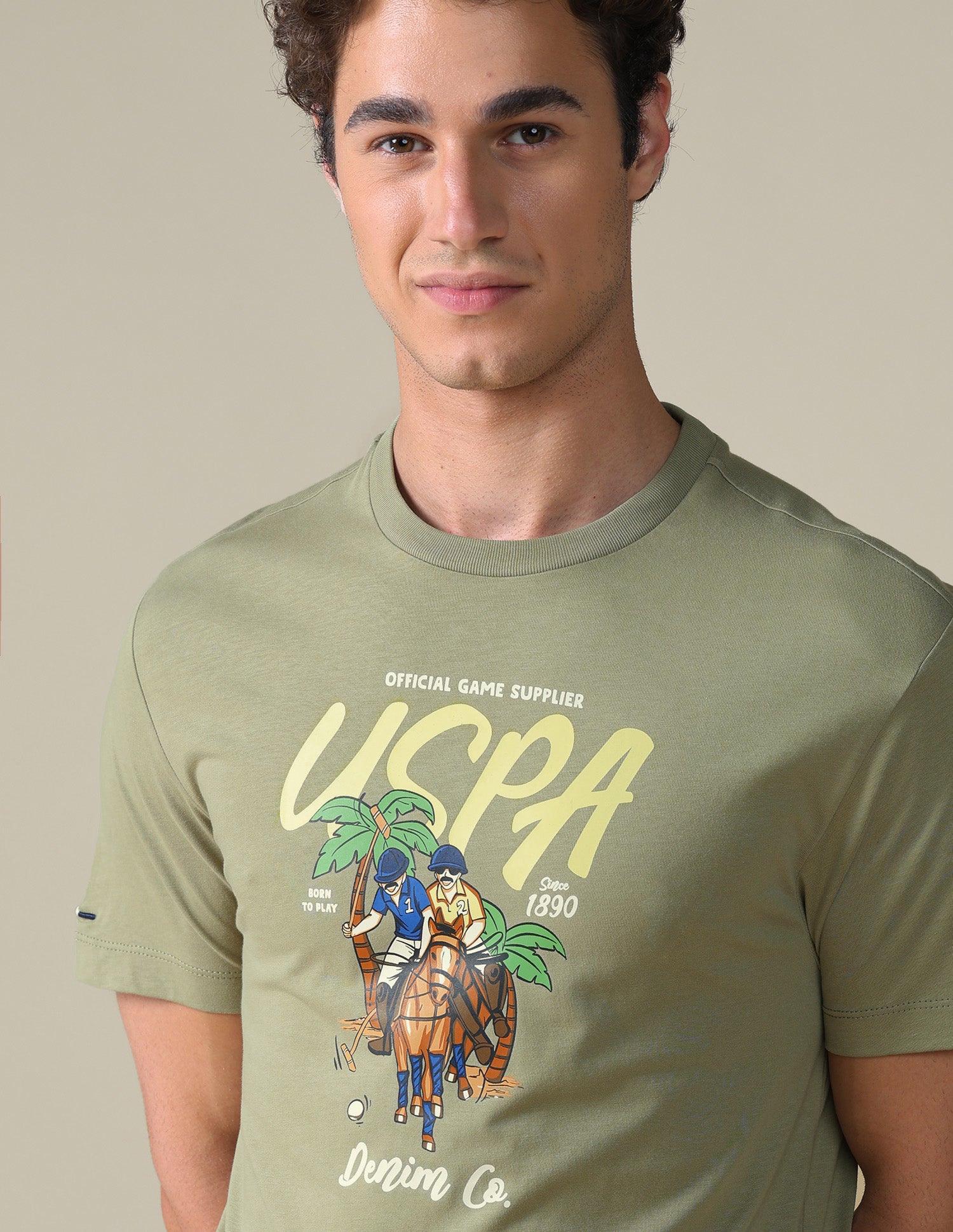 Slim Fit Graphic Brand Printed T-Shirt Green - U.S. Polo Assn. India | Large