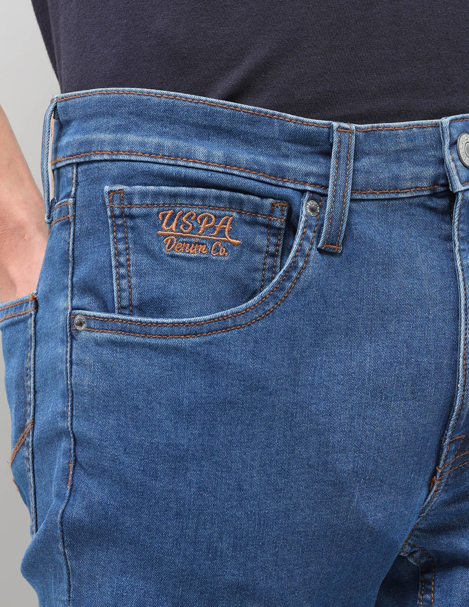 Solid Slim Fit Jeans Blue - U.S. Polo Assn. India | Large