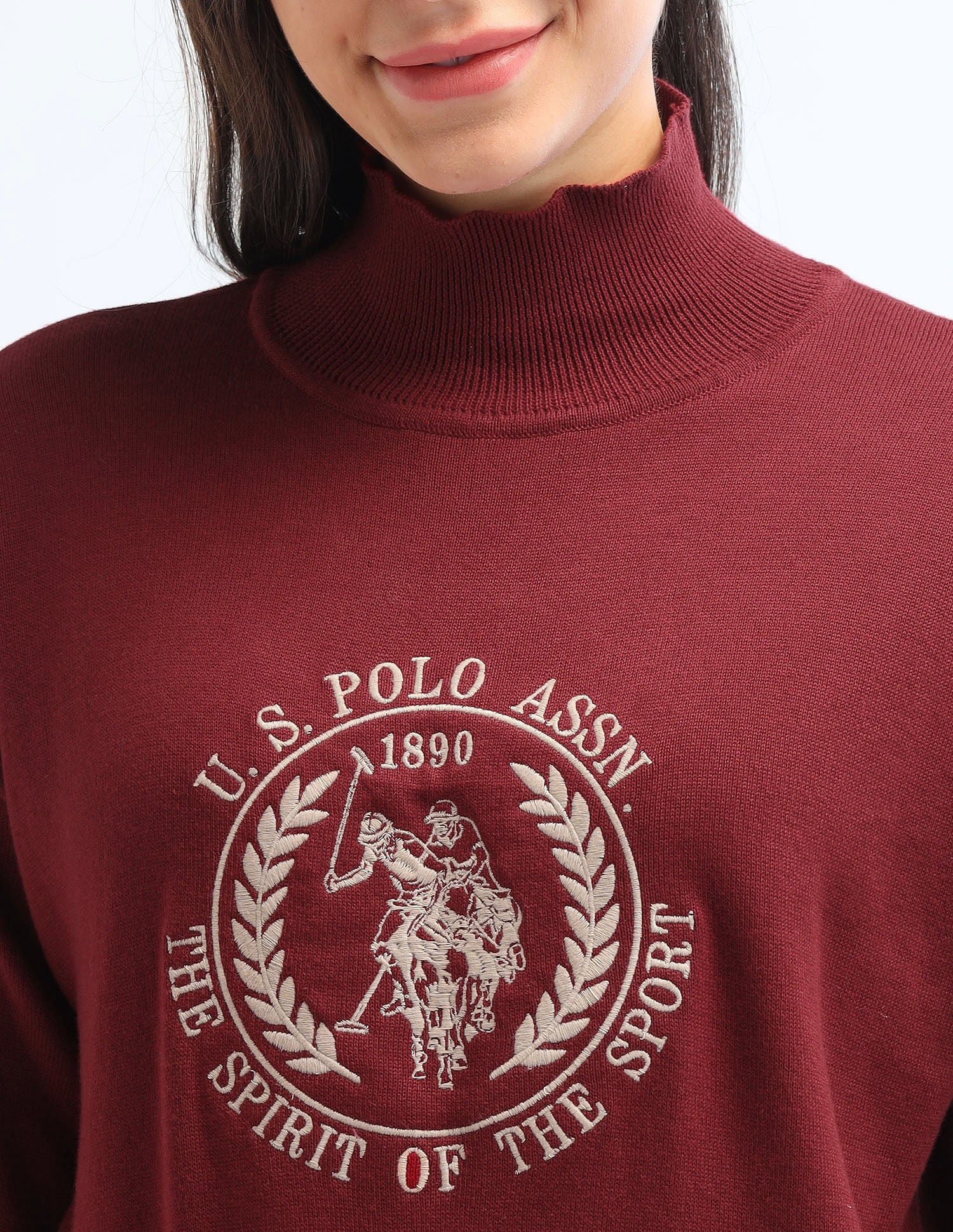 Crest Logo High Neck Sweater Red - U.S. Polo Assn. India | Large
