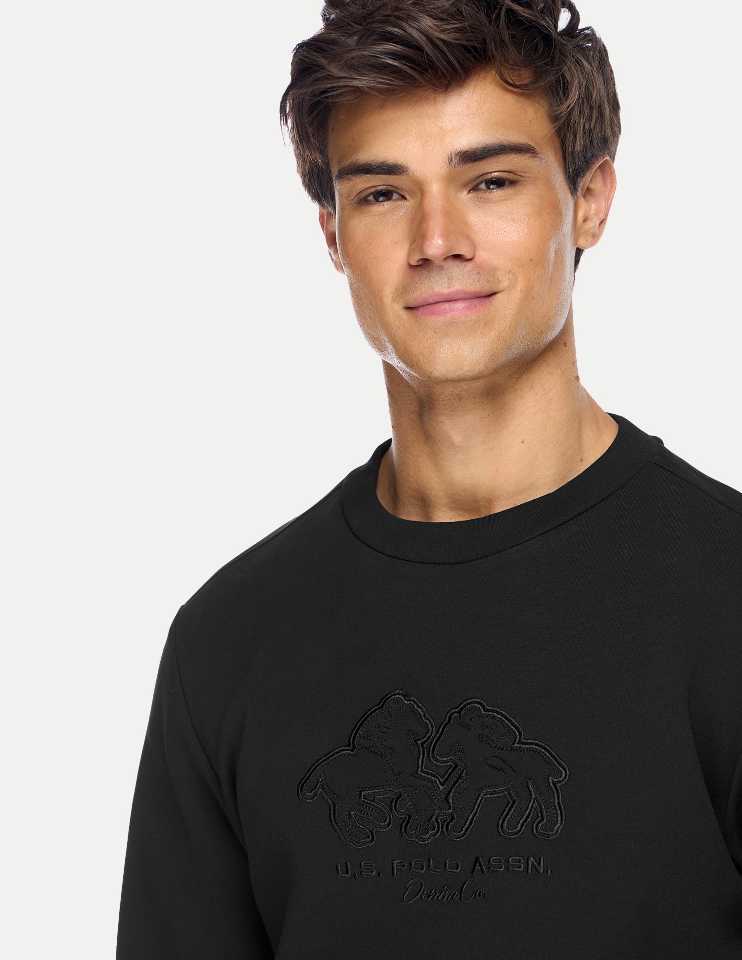 Brand Embroidered Regular Fit Sweatshirt Black - U.S. Polo Assn. India | Large