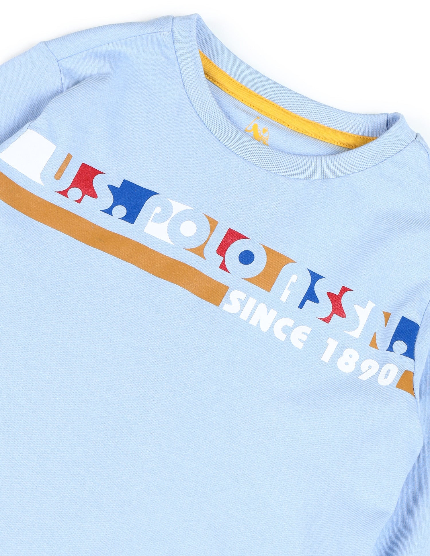 Boys Brand Printed Regular Fit T-Shirt Light Blue - U.S. POLO ASSN. | Large