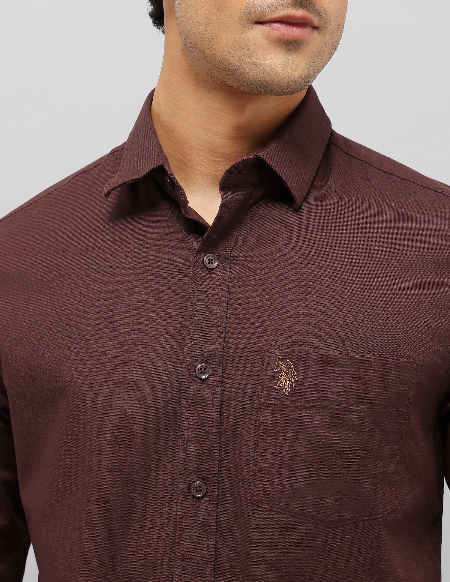 Tailored Fit Oxford Shirt Choco - U.S. Polo Assn. India | Large