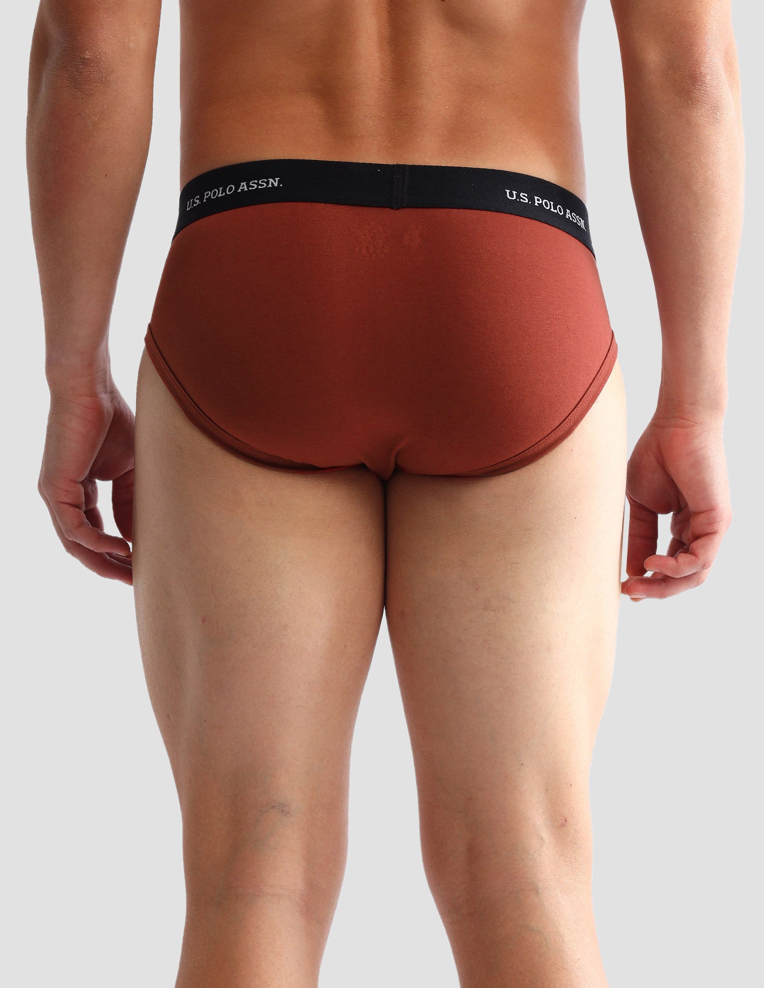 Anti Microbial Solid OEB13 Briefs - Pack Of 3 Grey Melange, Rust and Burgandy - U.S. POLO ASSN. | Large