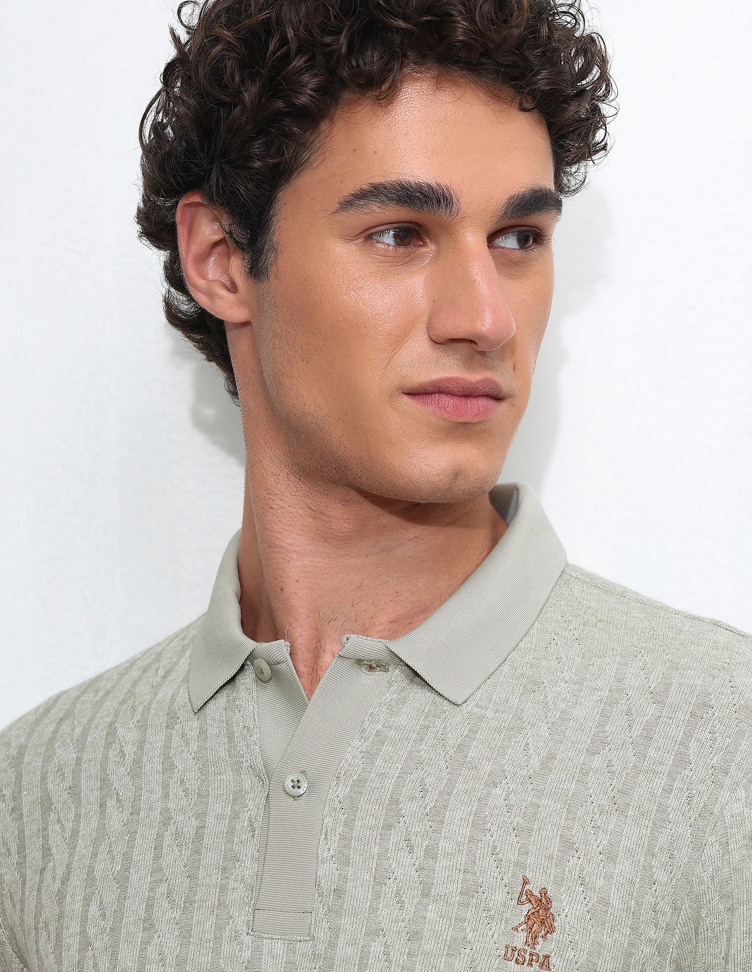 Textured Slim Fit Polo Shirt Light Green - U.S. Polo Assn. India | Large