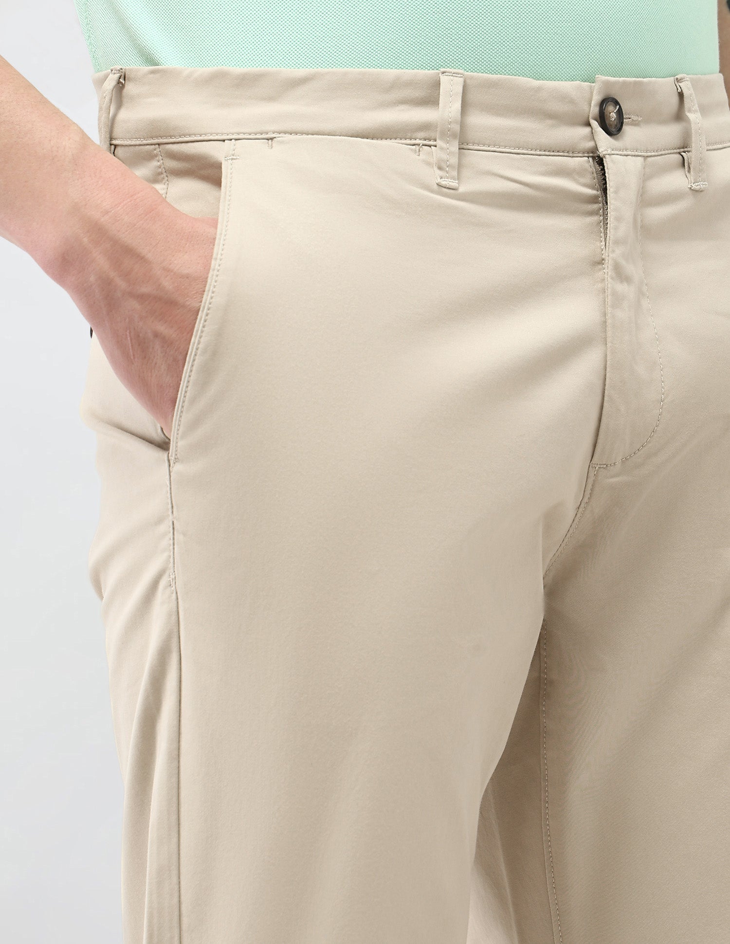 Riley Straight Fit Satin Trousers Beige - U.S. Polo Assn. India | Large