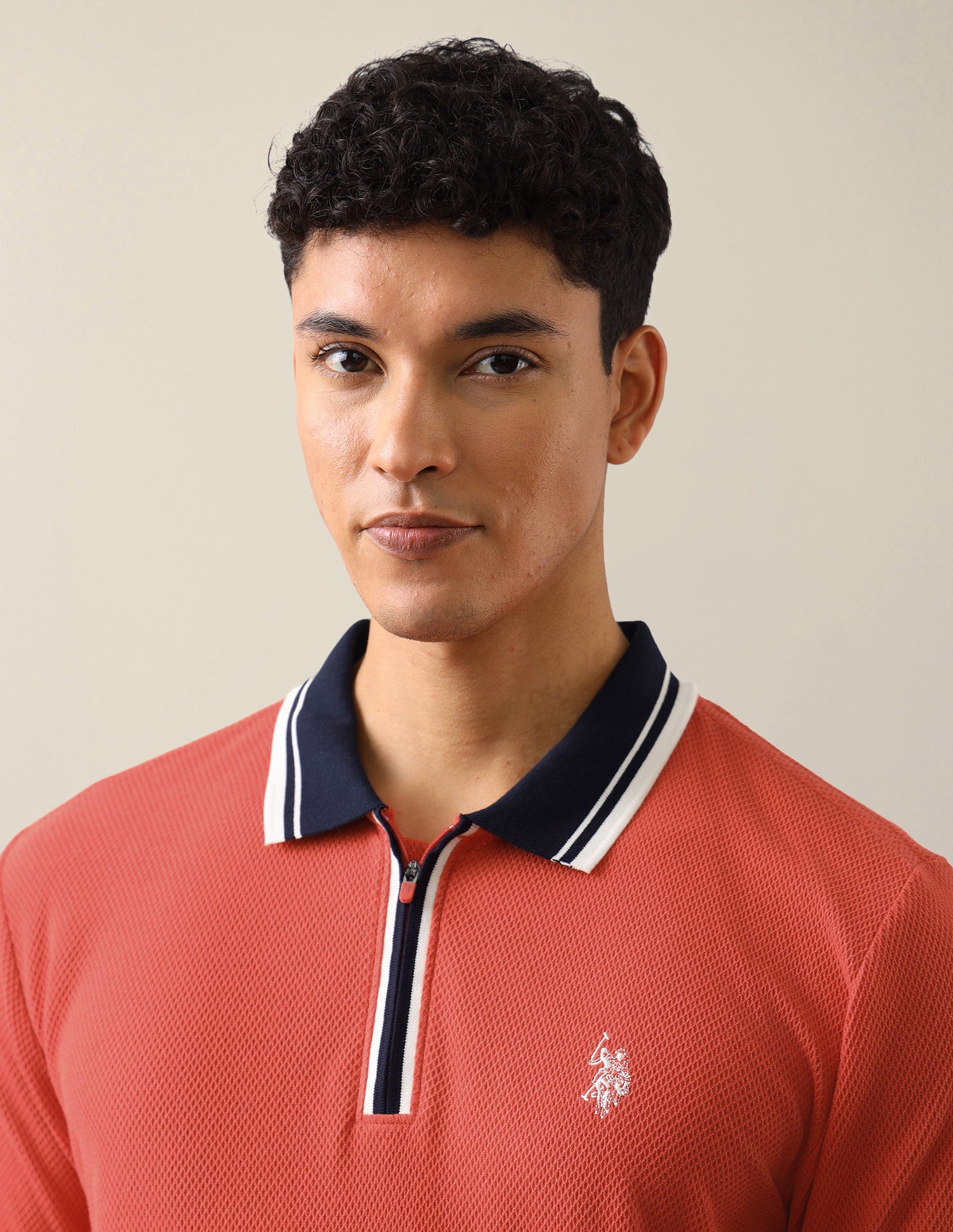 Textured Slim Fit Polo Shirt Red - U.S. Polo Assn. India | Large