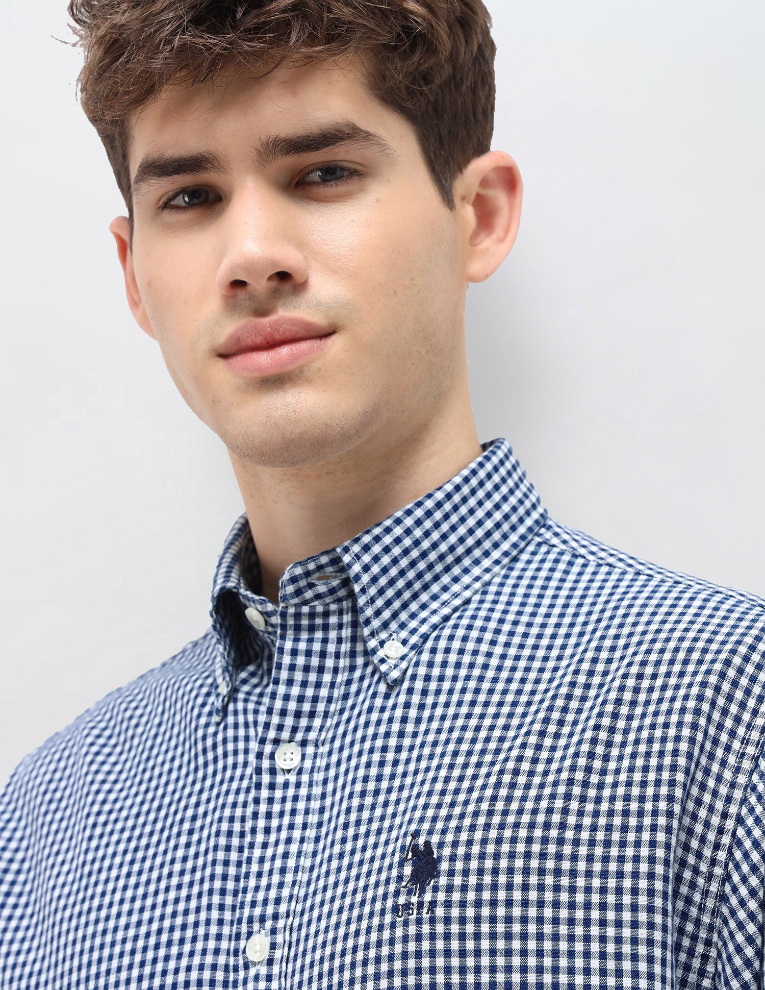 Gingham Checked Relaxed Fit Shirt Indigo - U.S. Polo Assn. India | Large